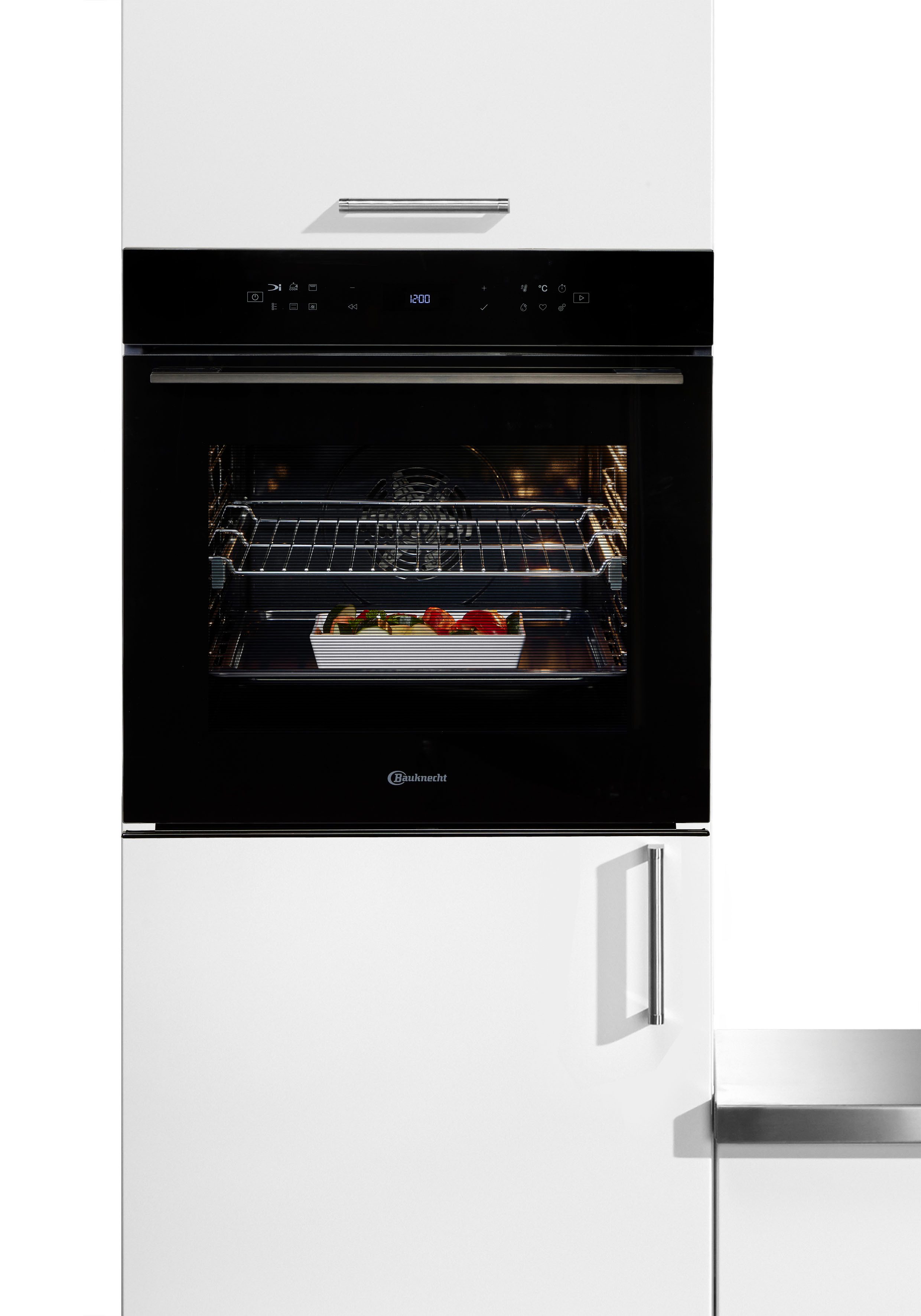 BAUKNECHT Einbaubackofen BBI78HT1SK, mit 1-fach-Teleskopauszug, Hydrolyse, 310°C Pizza-Funktion – wie frisch aus dem Steinofen, AirFry-Funktion