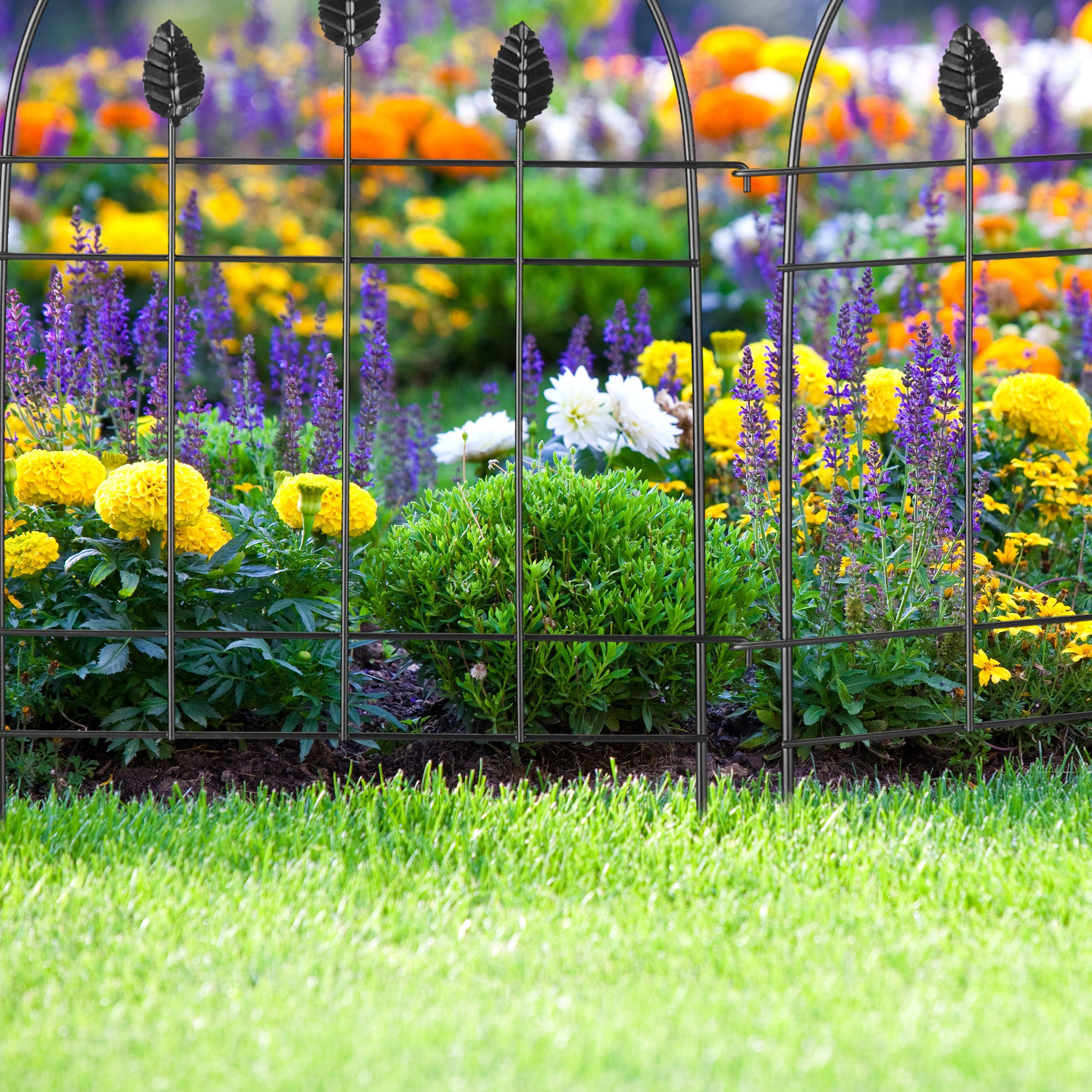 relaxdays Beetbegrenzung 6-teiliger Beetzaun aus Metall