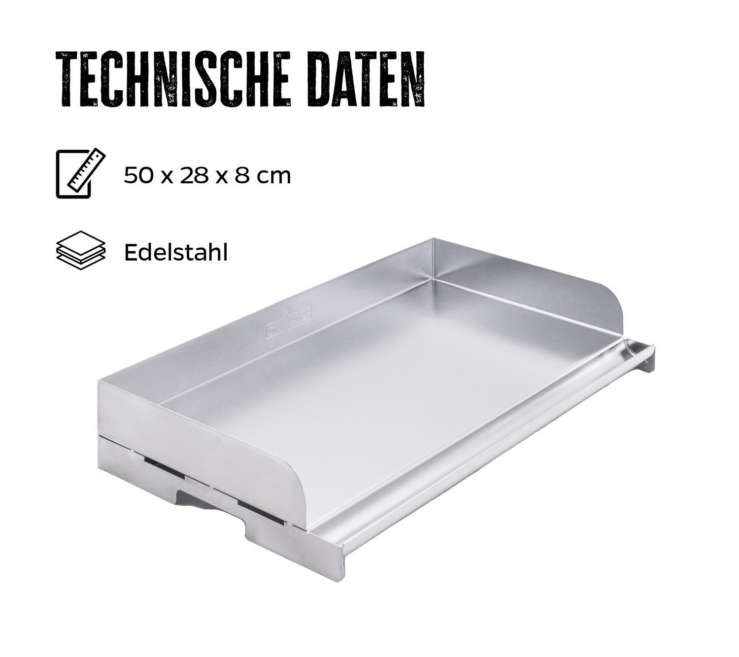 Grillfürst Grillplatte Grillfürst XL Edelstahl Plancha / Teppanyaki Pfanne - 50 x 28 cm