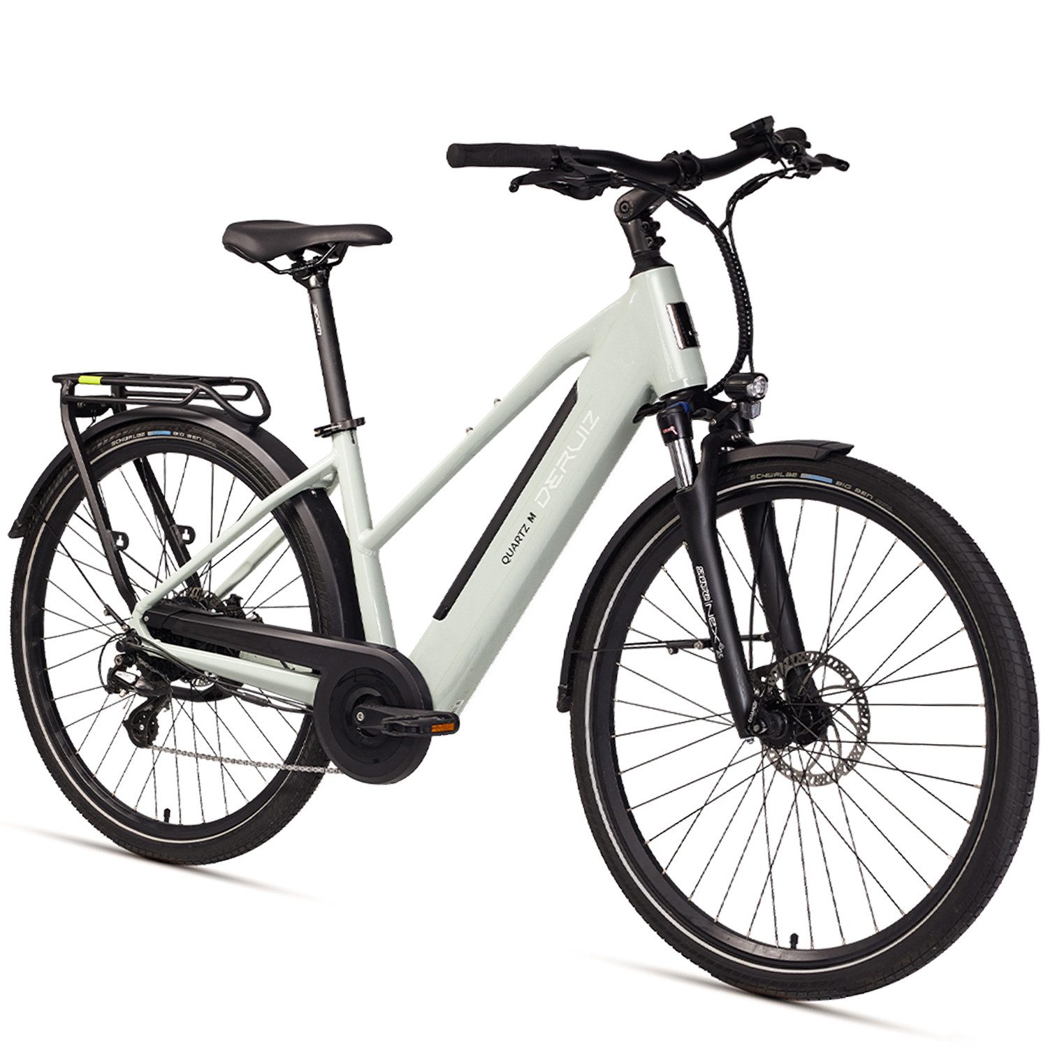 DERUIZ E-Bike Cityrad Elektrofahrrad 28 Zoll, e-bike für herren damen, bis 121 km, 483 Wh, 8 Gang SHIMANO Altus RD-M310-Smart Schaltwerk, Kettenschaltung, Heckmotor, 483 Wh, (Packung, mit Akku-Ladegerät, mit Werkzeug), Reifen mit Pannenschutz, perfekt für Stadtverkehr