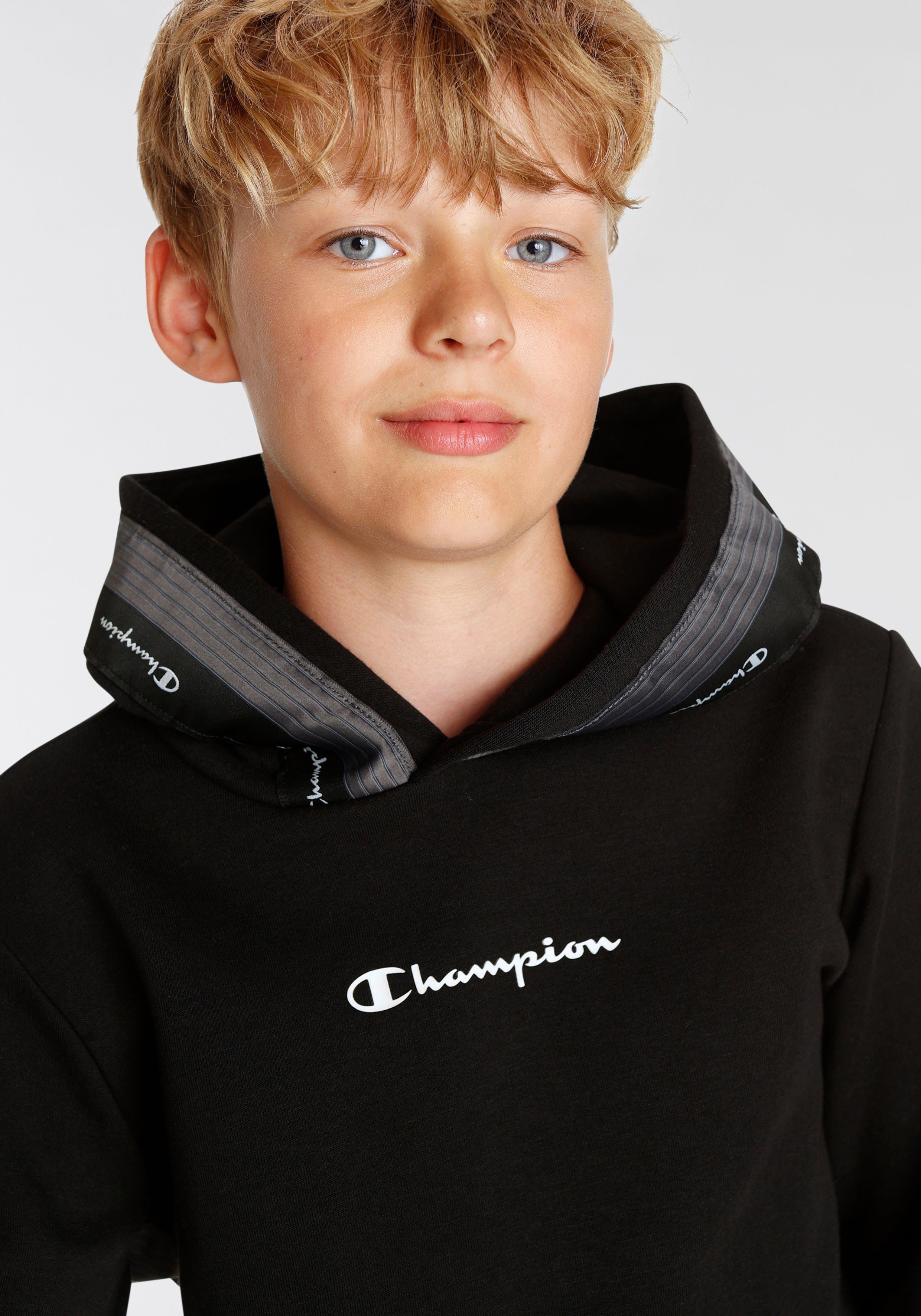 - Kinder Sweatshirt schwarz Hooded Tape für Kapuzensweatshirt Champion