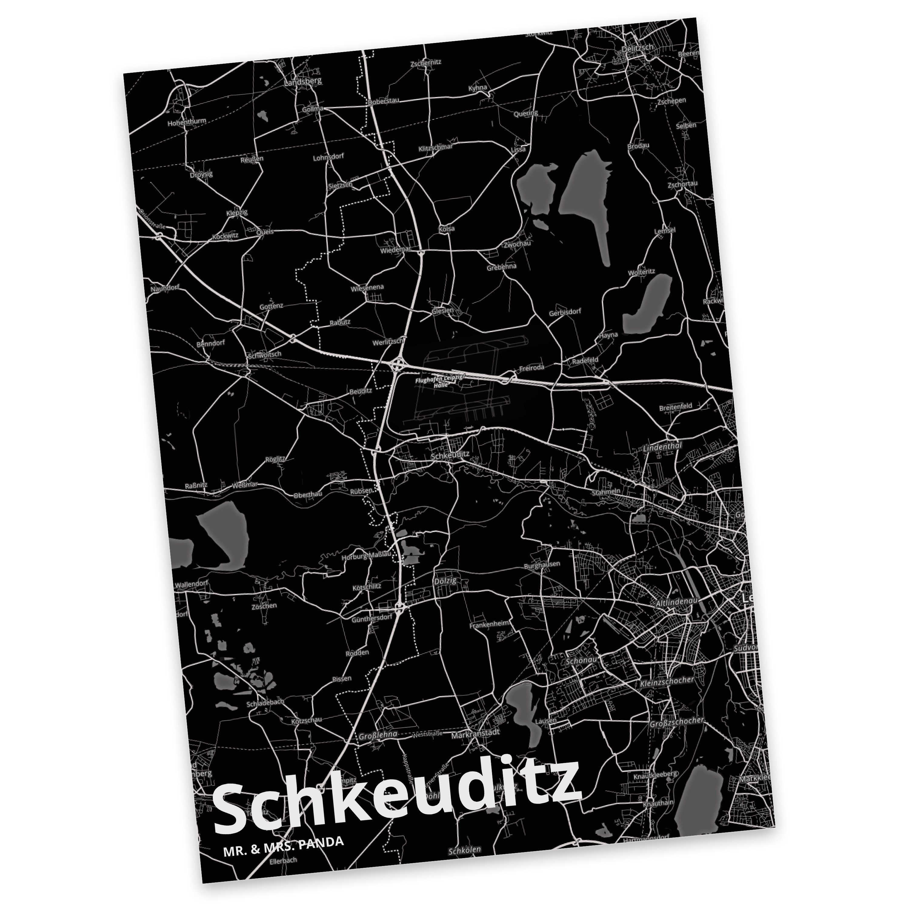 Mr. & Mrs. Panda Postkarte Schkeuditz - Geschenk, Dankeskarte, Grußkarte, Ansichtskarte, Stadt D