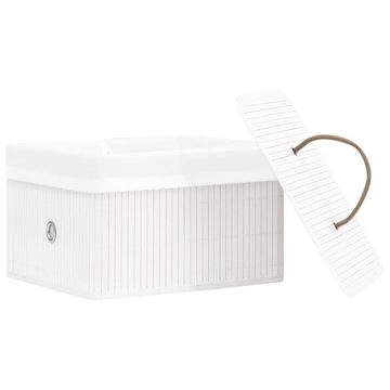 möbelando Faltbox 3003228 (4er-Set), aus Bambus, Gewebe in Weiß. Abmessungen (LxBxH) 31x31x20 cm