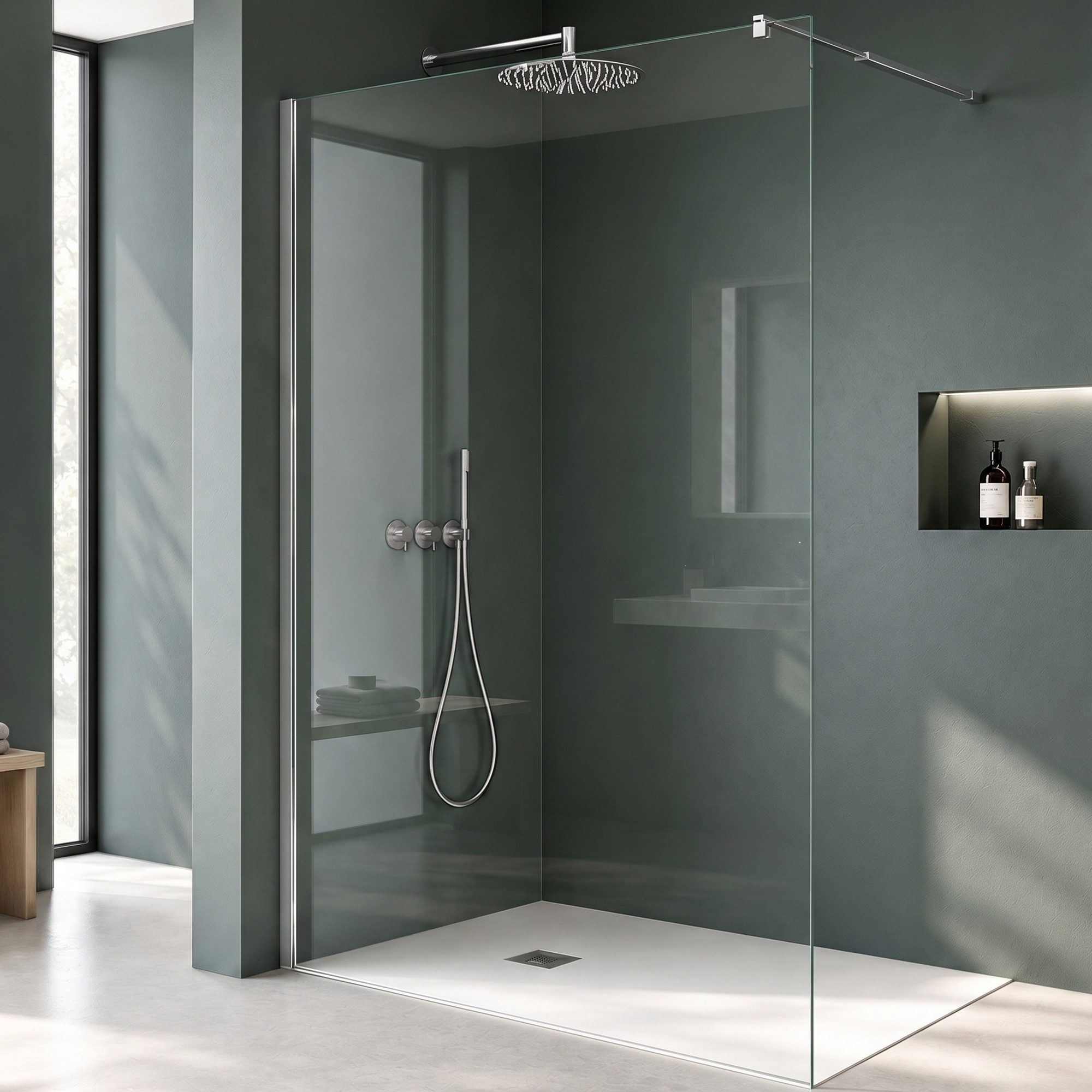 Mai & Mai Duschwand Duschkabine Duschabtrennung Walk-in Dusche mit ESG NANO H:200cm
