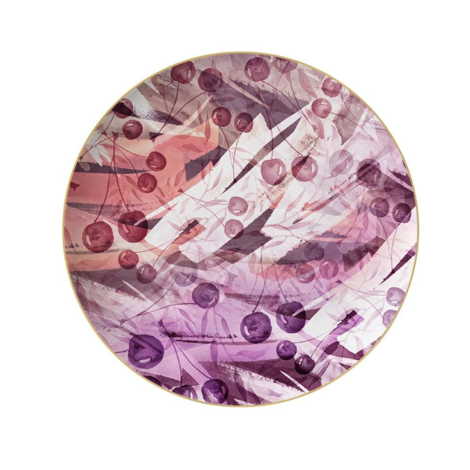 Quality Elegance Teller-Set Lila Kirsche Luxus Bone China Geschirrset (4-tlg)