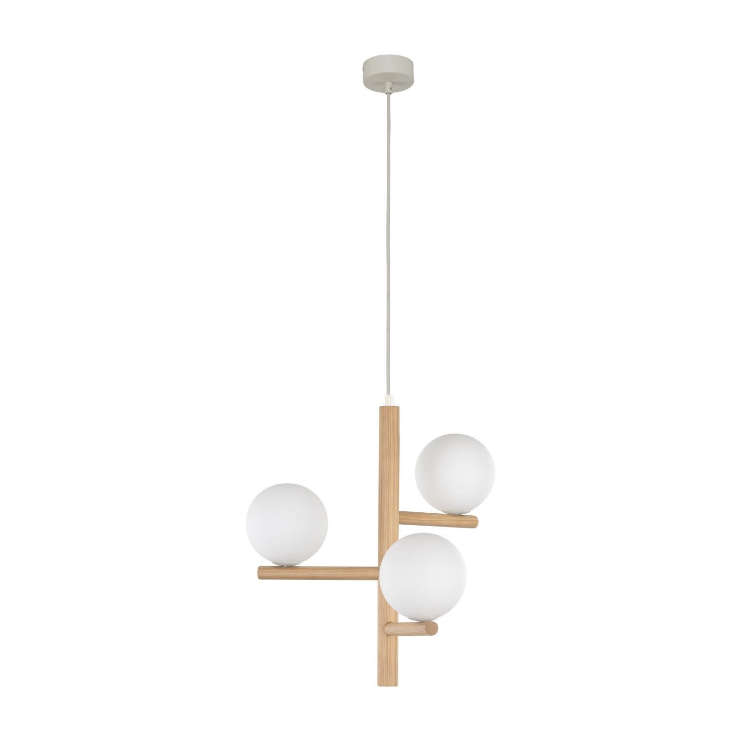 Licht-Erlebnisse Pendelleuchte MIEKE, ohne Leuchtmittel, Esstisch Holz Metall Glas B: 33 cm H: max. 100 cm 3x G9