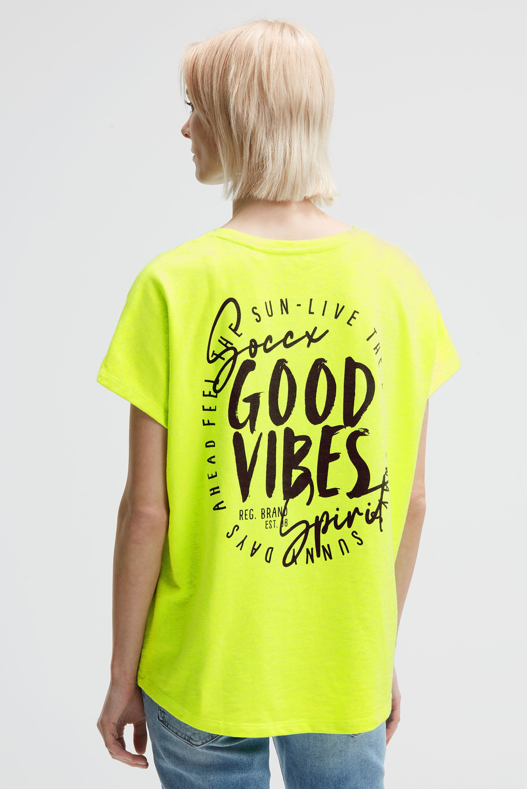 SOCCX Rundhalsshirt mit längerer Rückenpartie