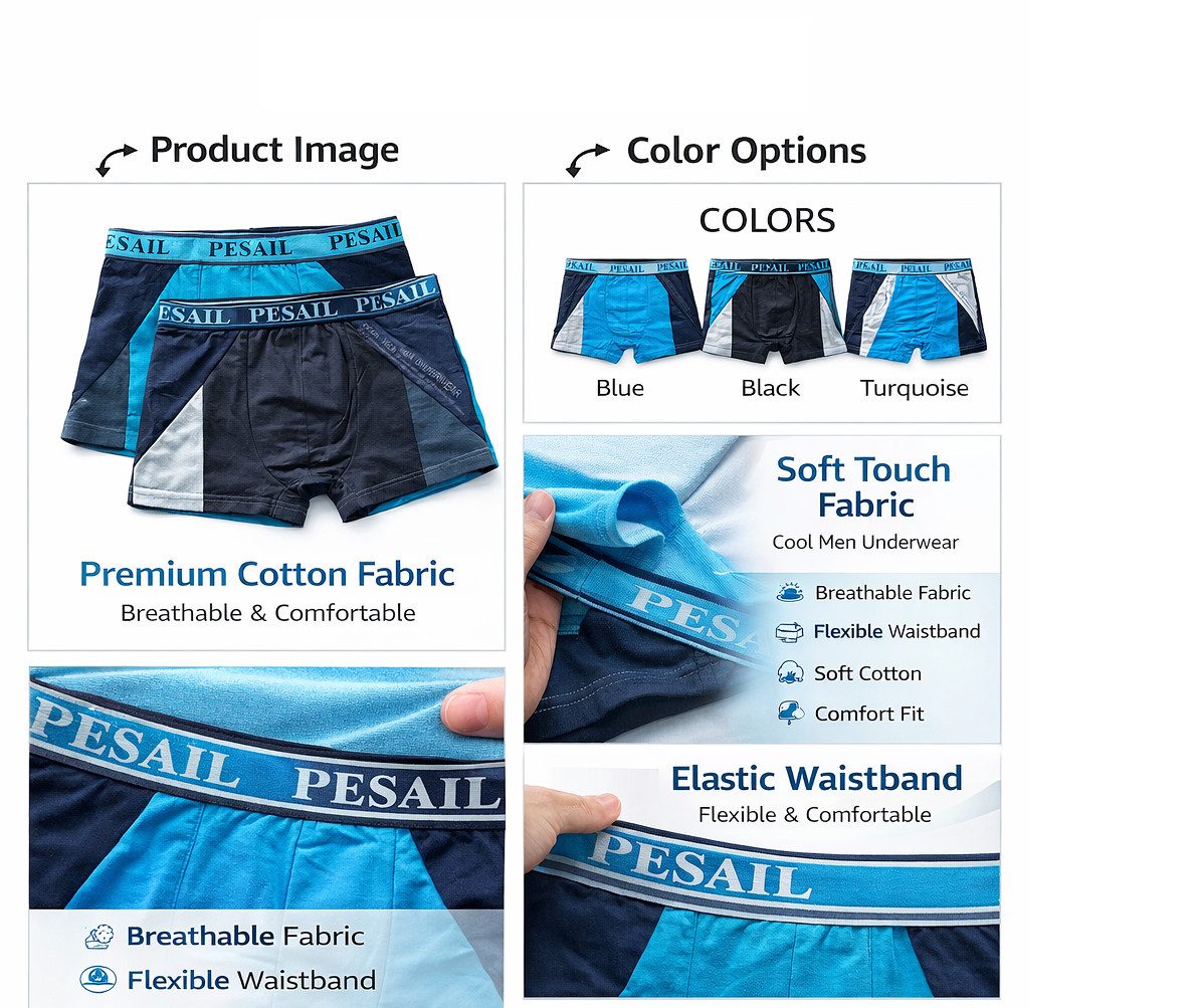 DDOnlineShop Boxershorts Herren 4er Pack – Baumwolle Stretch Unterwäsche (Spar-Set, 4er Pack) Premium Qualität GW55213 – Bild 3 von 5