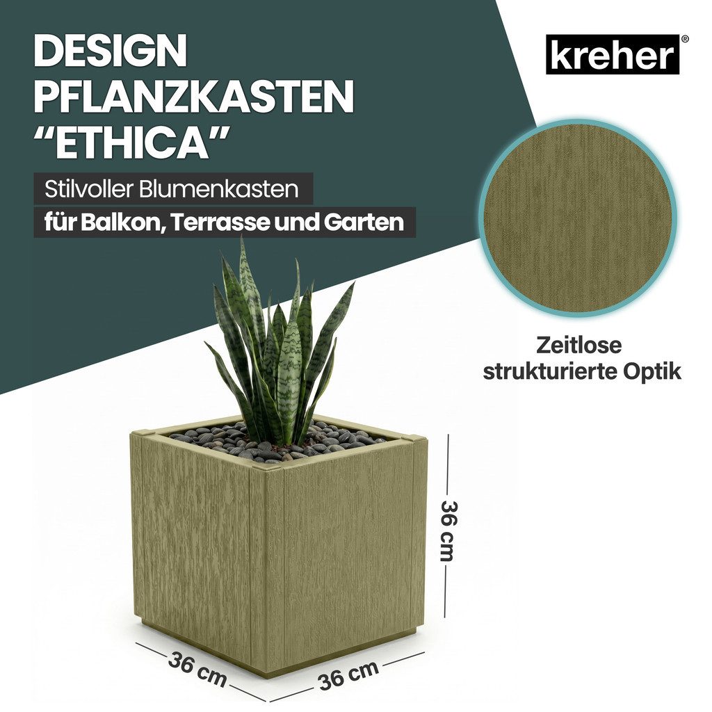 Kreher Pflanzkübel 'Ethica' in strukturierter Optik schmale Version (Farbe/Set wählbar) (1 St)