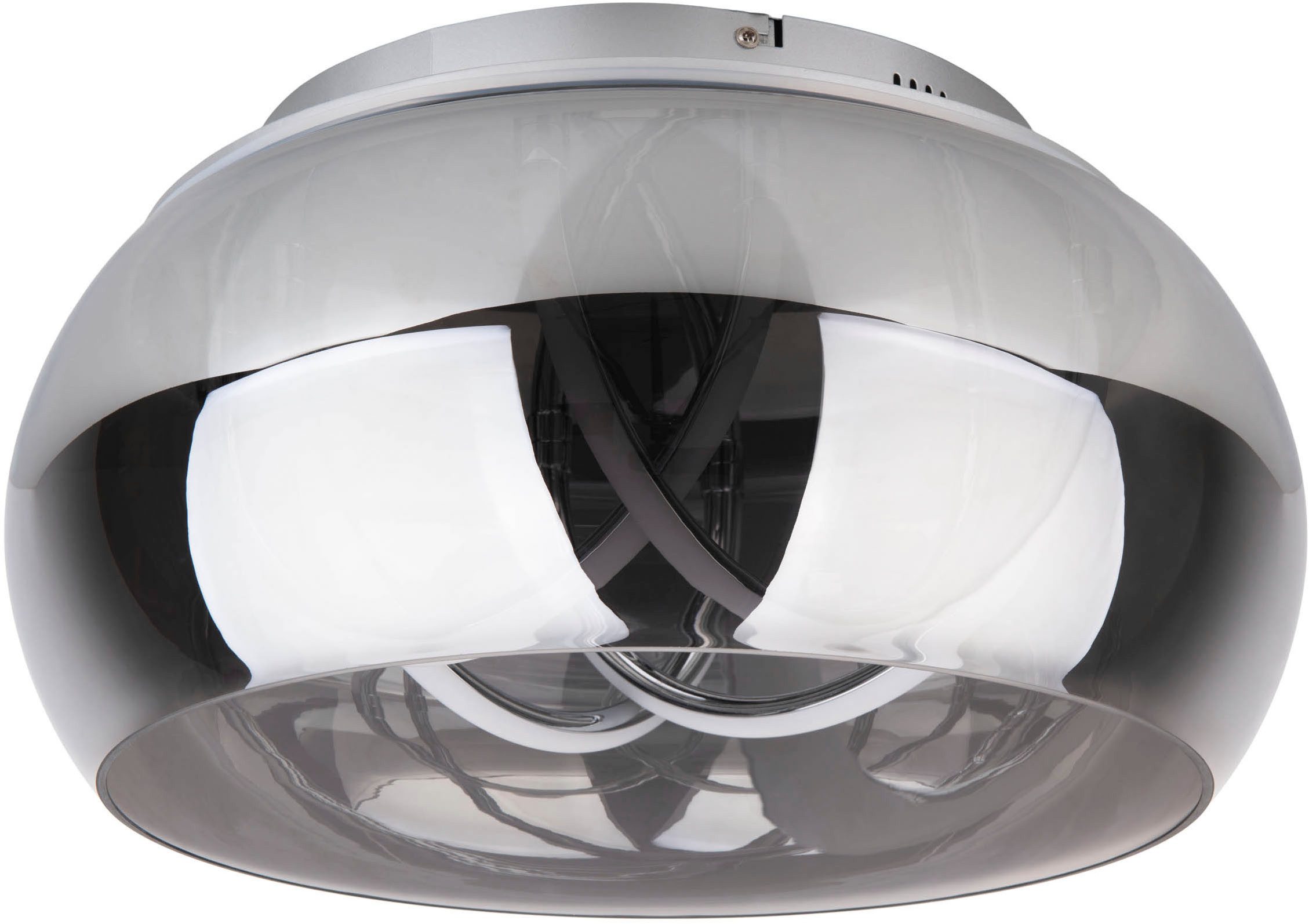 näve LED Deckenleuchte Malou, CCT - über Fernbedienung, Dimmfunktion, Memoryfunktion, Nachtlichtfunktion, dimmbar über Fernbedienung, LED fest integriert, warmweiß - kaltweiß, CCT, Memory, Nachtlicht, dimmbar, Funkfernbedienung, Glas smokey