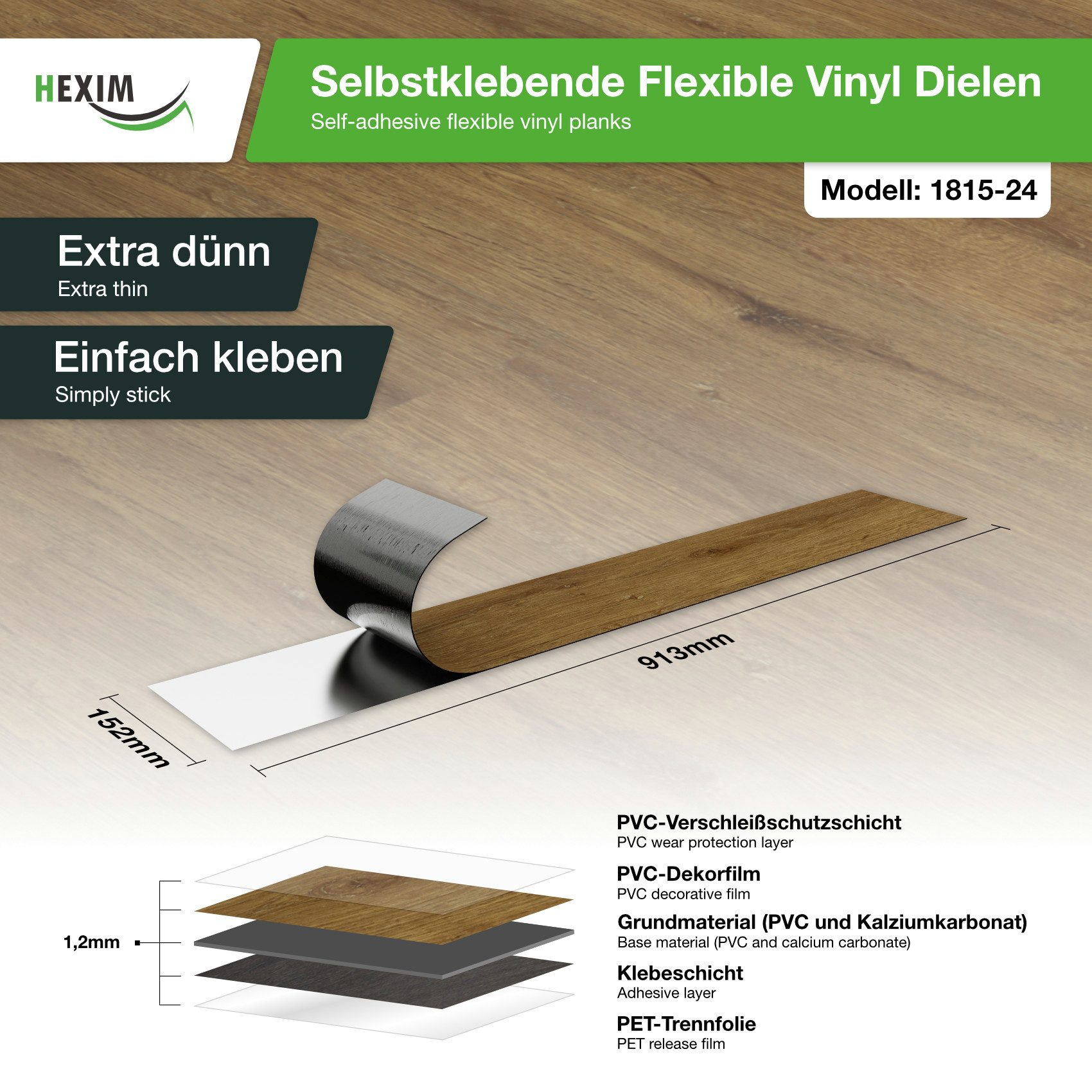 Hexim Vinylboden, Vinyldielen 0,97m² selbstklebend PVC Wandverkleidung Bode günstig online kaufen