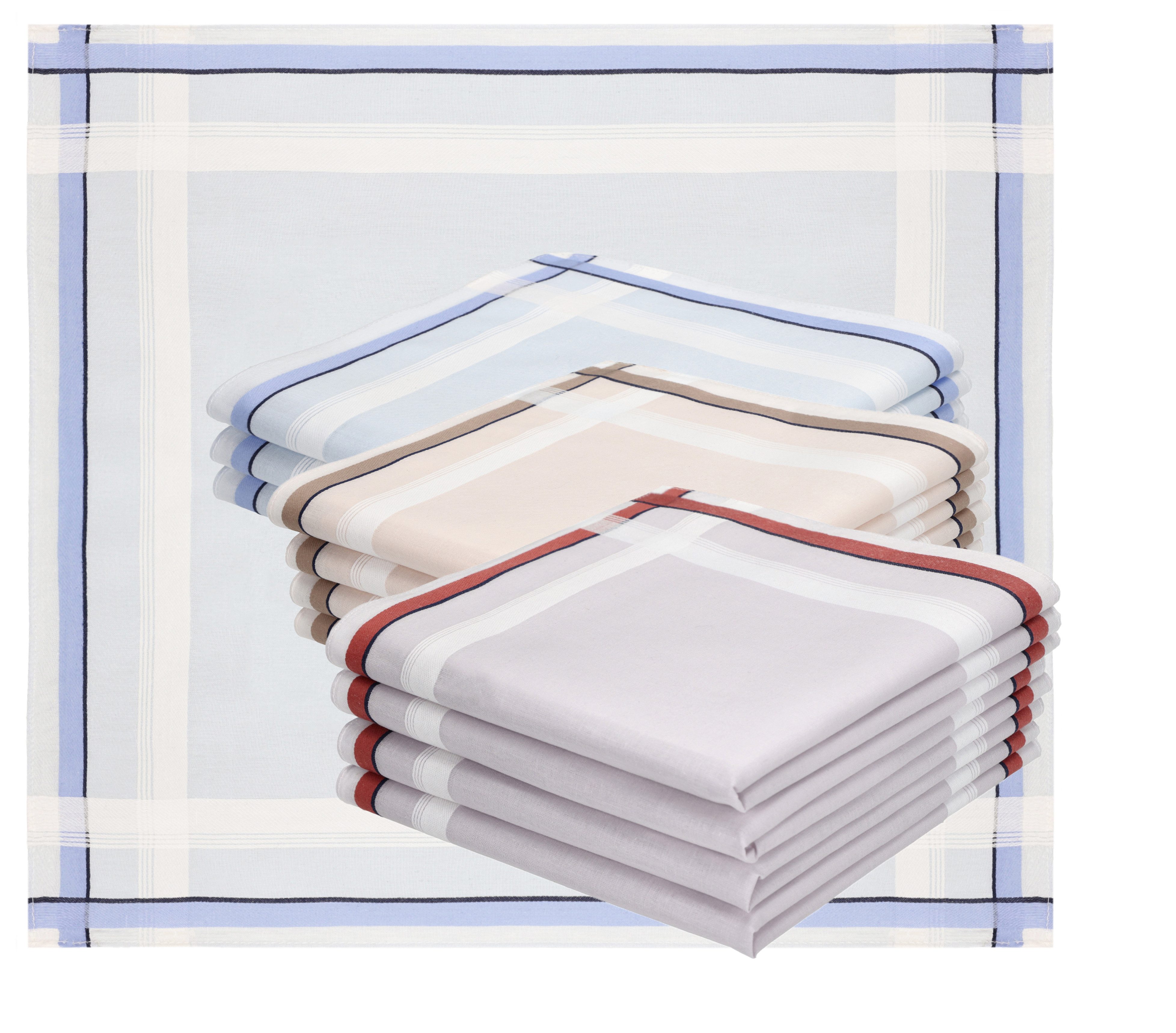 Betz Taschentuch 12 Stück Herren Stoff Taschentücher Set LUX 3 40x40cm