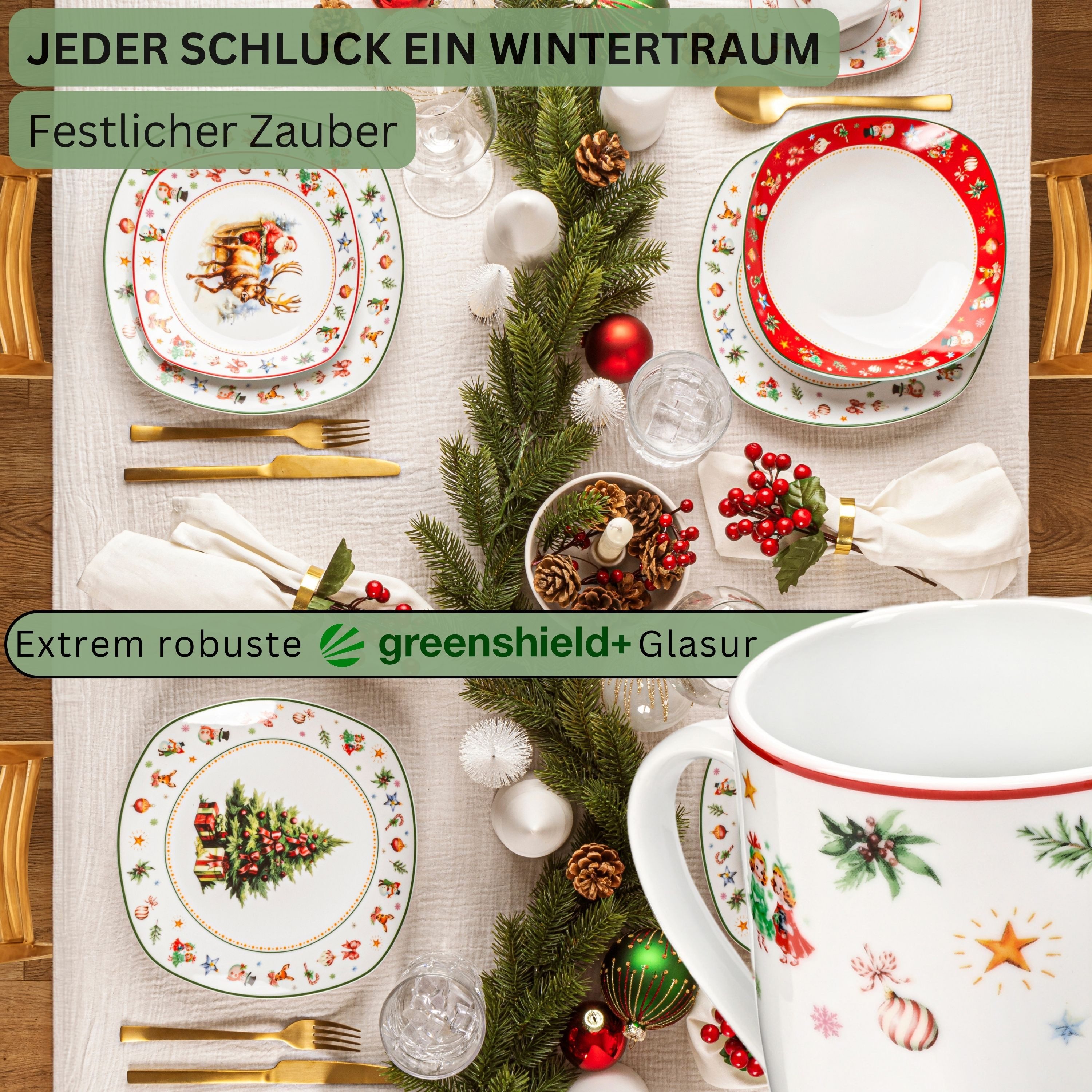 SÄNGER Becher Kaffeebecher Set Bilgola, 6-tlg., Porzellan, 6 tlg., Christmas Design, Erweiterbar, PREMIUM COLLECTION