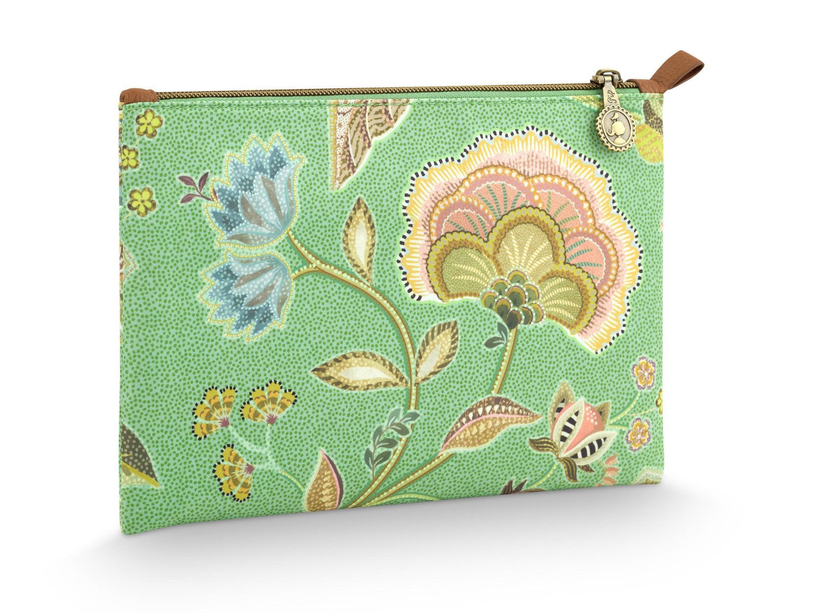 PiP Studio Kulturbeutel Charly Kosmetiktasche flach medium Matata grün 24x1x15.5cm