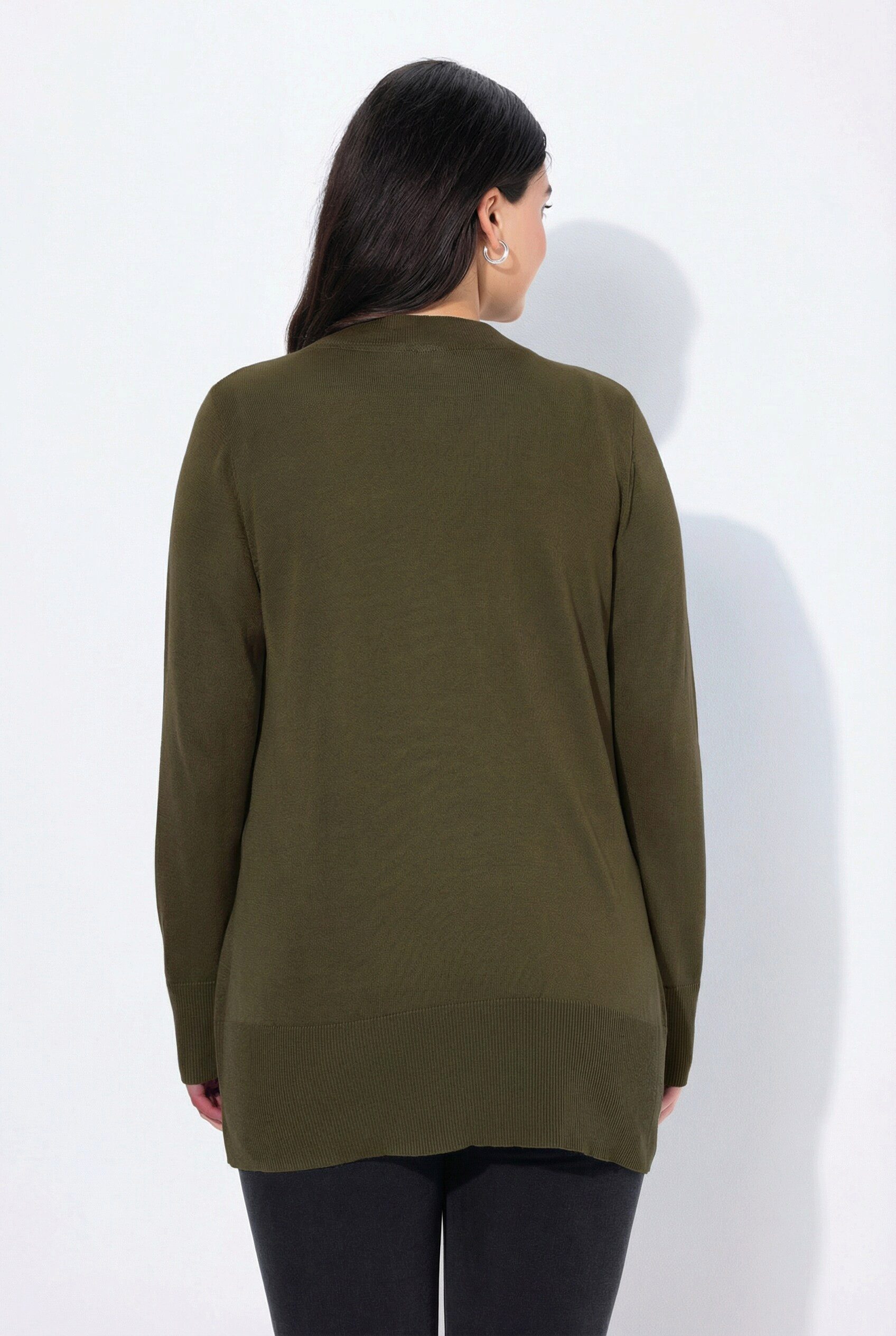 Ulla Popken Strickjacke Strickjacke V-Ausschnitt Knopfleiste Feinstrick Bestseller – Bild 3 von 4