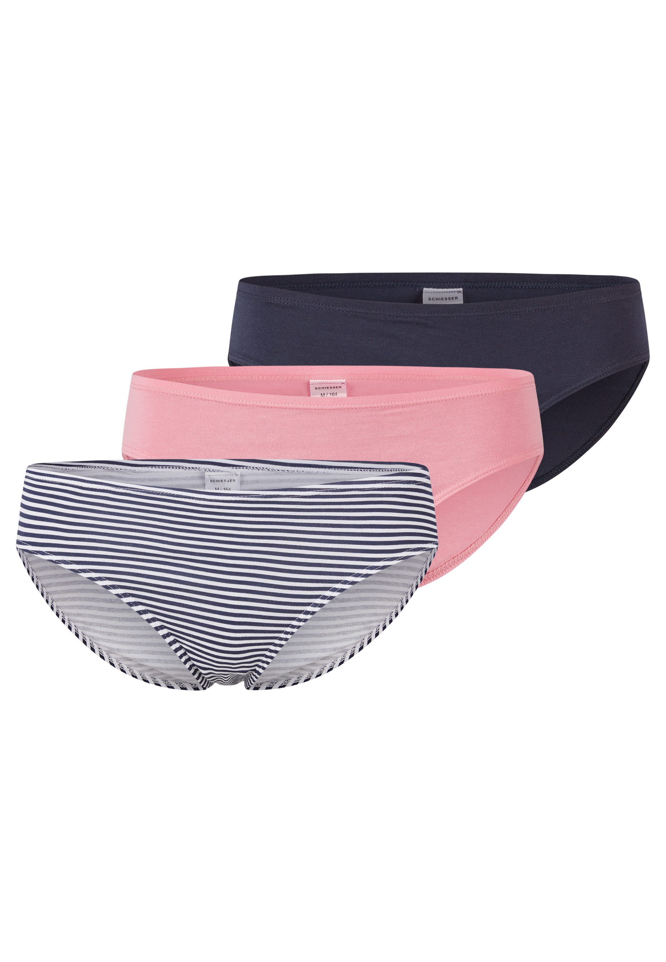 Schiesser Hüftslip 3er Pack Teens Girls 95/5 Organic Cotton (Spar-Set, 3-St) Slip - Baumwolle - Mit softem Bund, Bequemer Beinausschnitt