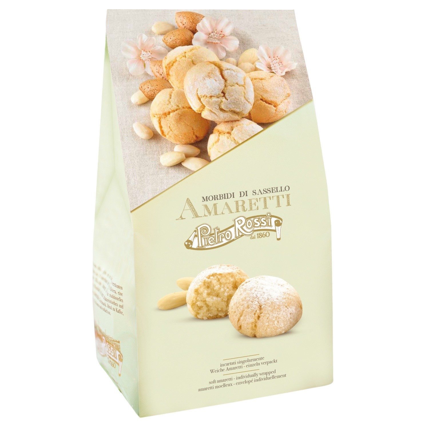 Pietro Rossi Kekse Pietro Rossi Weiche Amaretti 6x120G, 6 x 120 g, (EINZELN VERPACKT] mit 37,5% Aprikosenkernen) – Bild 2 von 3