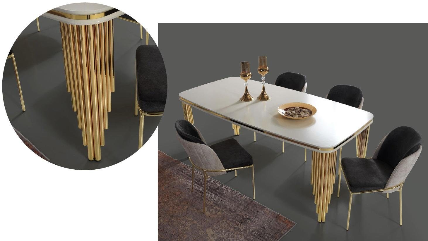 Esszimmer-Set Set Luxus Esstisch Stühle Tisch Essgruppe JVmoebel 4x 5tlg Essgarnitur Komplett