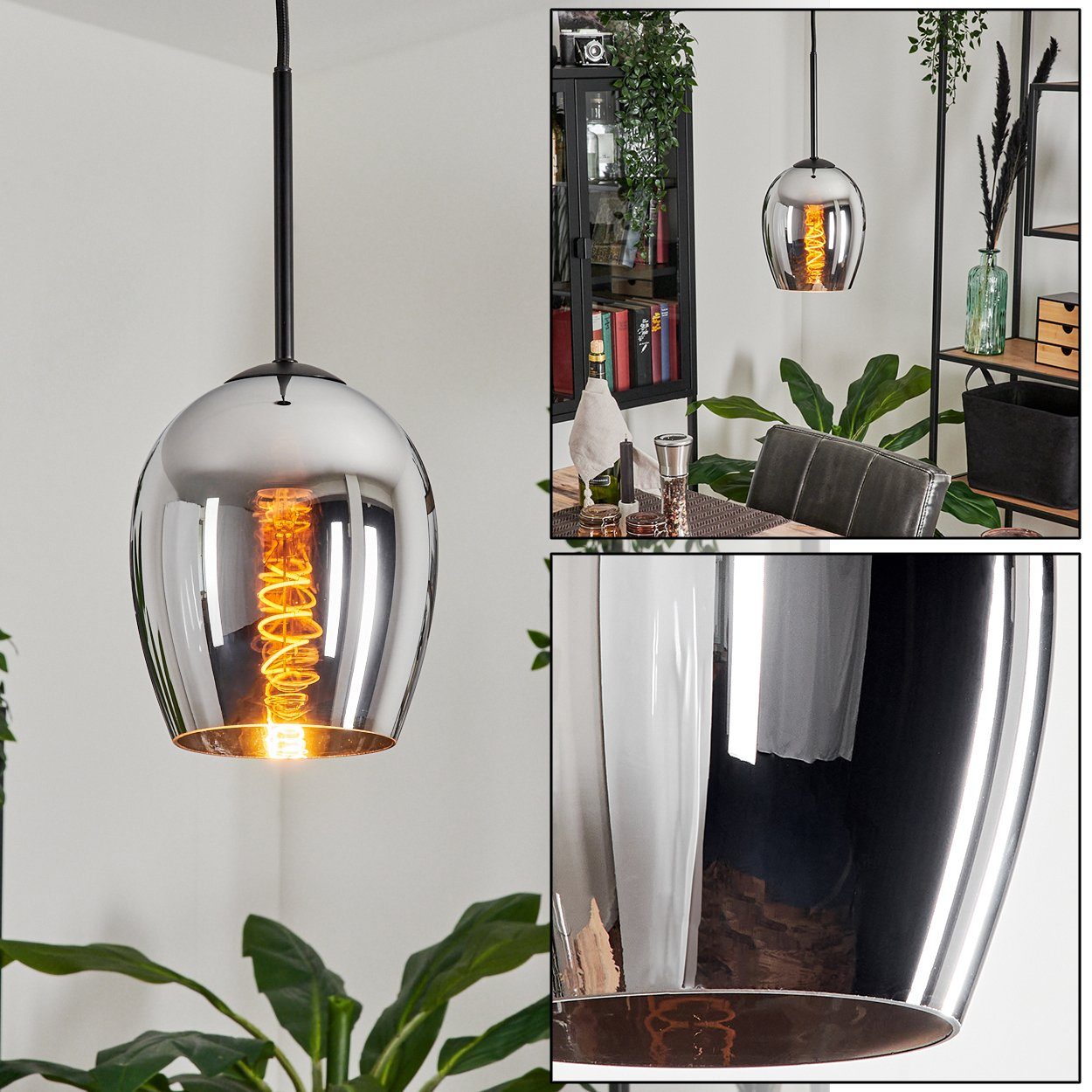 hofstein Hängeleuchte Hängelampe aus Metall/Glas in günstig online kaufen