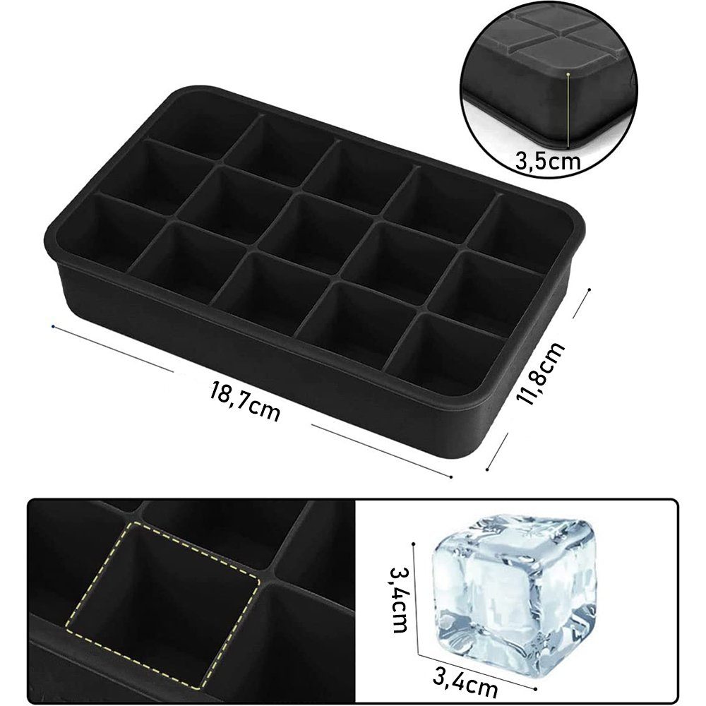 BPA-freie zggzerg Entformbare Leicht Silikon Stück Eiswürfelform Eiswürfeln 15 mit Eiswürfelform Deckel, 3