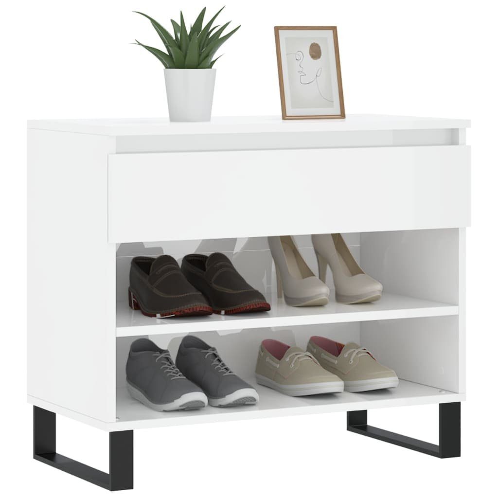 vidaXL Schuhregal Schuhregal Hochglanz-Weiß 70x36x60 cm Holzwerkstoff, 1-tlg.