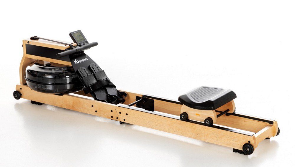 CHILLROI Rudergerät Holz Wasser Rudergerät hellbraun Ruderzugmaschine Wasser-Bremssystem (1 Stück, 1x Wasser-Rudergerät), extra großem Wassertank, Bluetooth Verbindung mit Fitness-App
