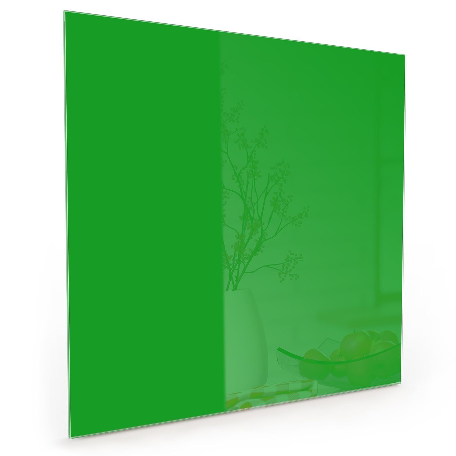 Primedeco Küchenrückwand Spritzschutz Glas Grasgrüner Hintergrund