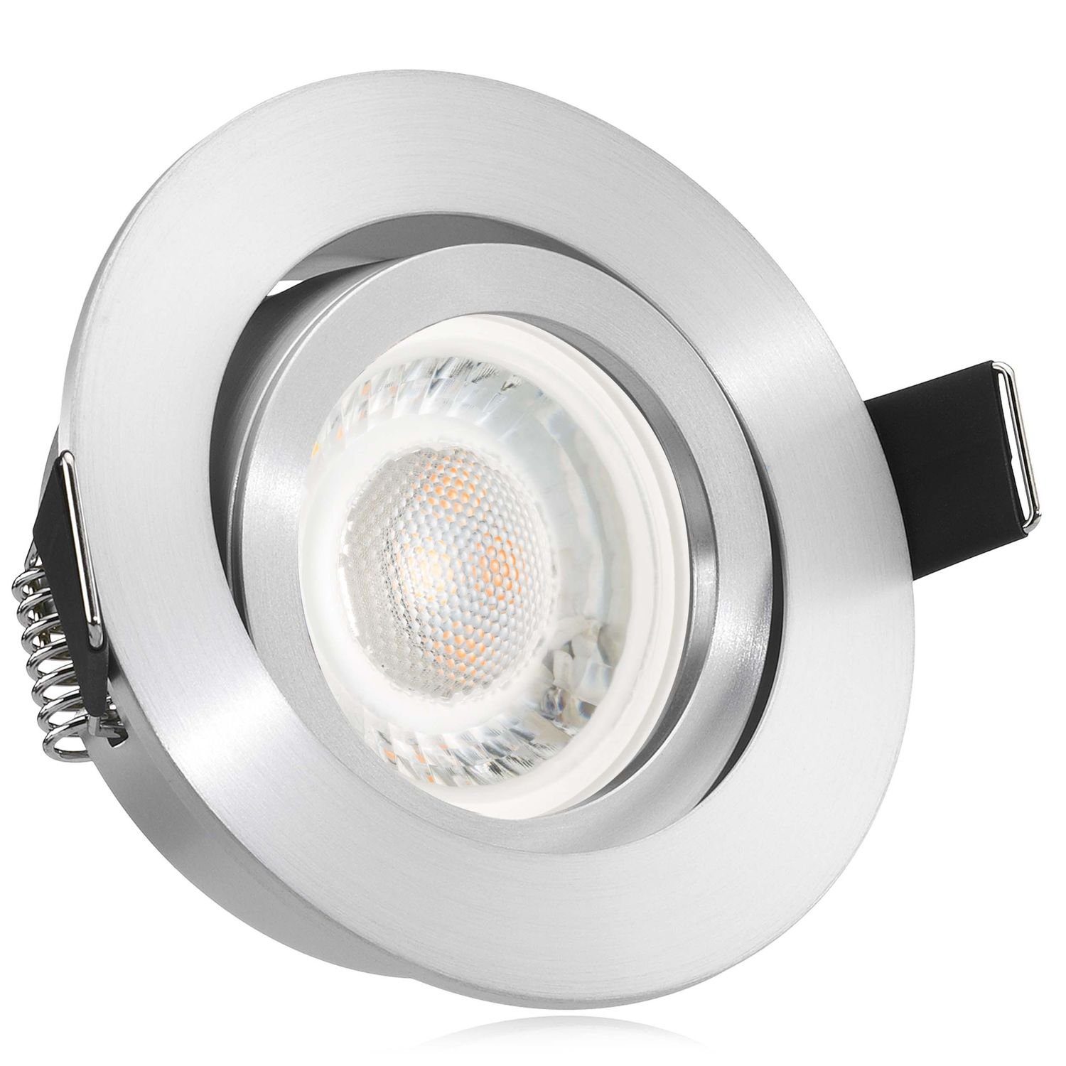 matt LED flach 5W Set mit Leuchtmitt in aluminium extra LED Einbaustrahler LEDANDO Einbaustrahler
