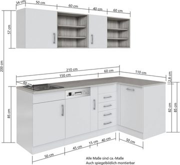 HELD MÖBEL Küche Mali, Stellbreite 210/110 cm, mit E-Geräten