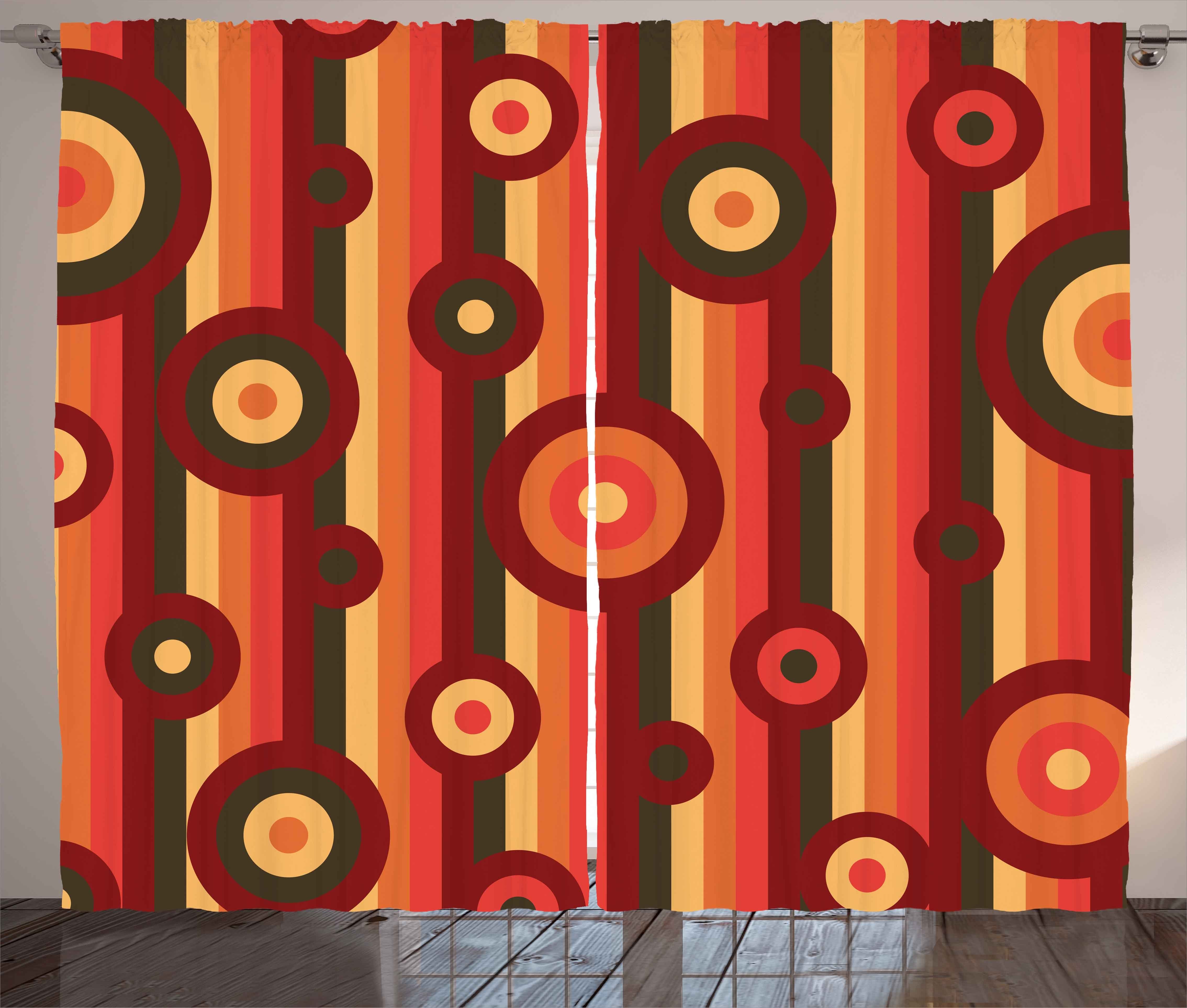 Gardine Schlafzimmer Kräuselband Vorhang Schlaufen Retro Haken, mit Abakuhaus, Stripes Kreis-Punkte und Kunst