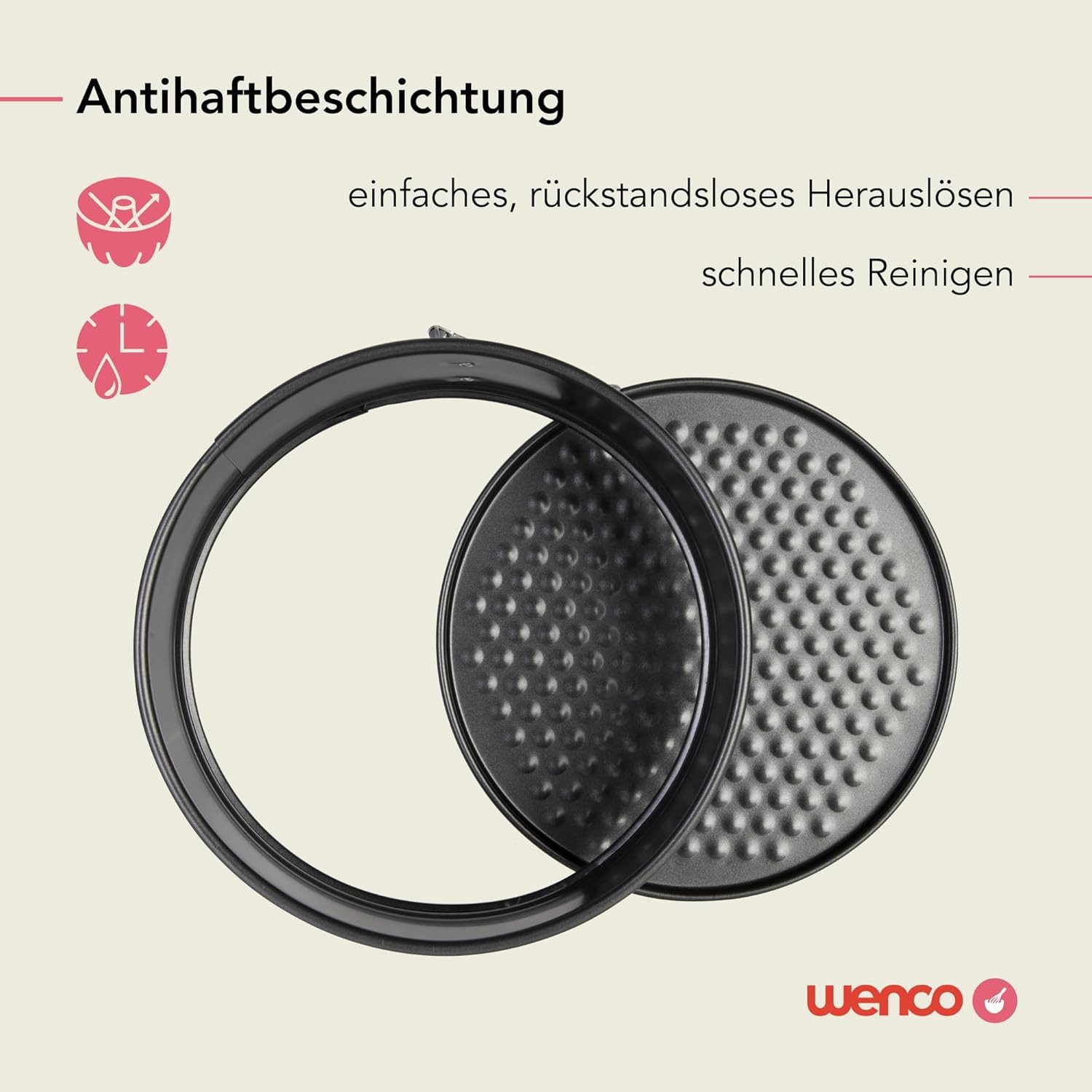 Wenco Springform 18 cm Tortenform rund, Antihaftbeschichtung, Hitzebeständig, Ofenfest, Strapazierfähig