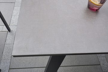 dasmöbelwerk Gartentisch Esstisch Terrassentisch Gartentisch Denver Glaskeramik Beton Optik, Anzahl Sitzplätze: 6, Verstellbare Fußstützen