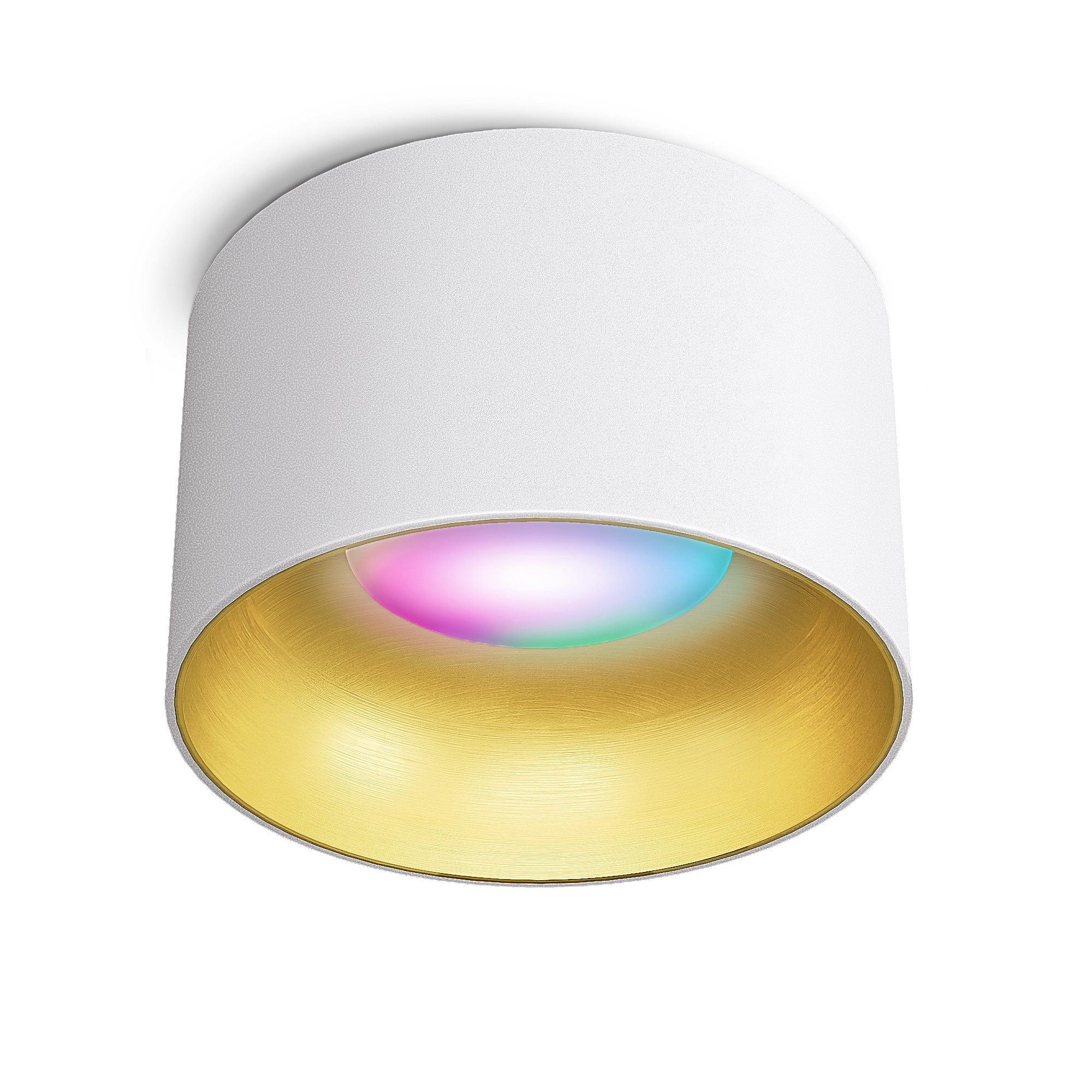 SSC-LUXon LED Aufbaustrahler BAHIO Deckenspot Lampe weiß gold mit Smart RGB+ WiFi LED Leuchtmittel, Smart
