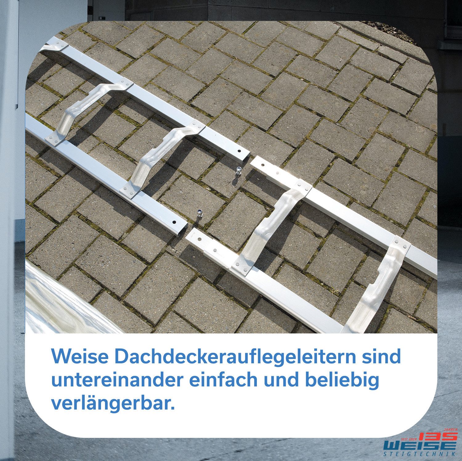 Weise Steigtechnik Vielzweckleiter Industrie-Qualität, Dachauflegeleiter (1-St., mit Bremer Sprossen), robuste & sichere breite Dachleiter, Alu-Konstruktion – Bild 4 von 5