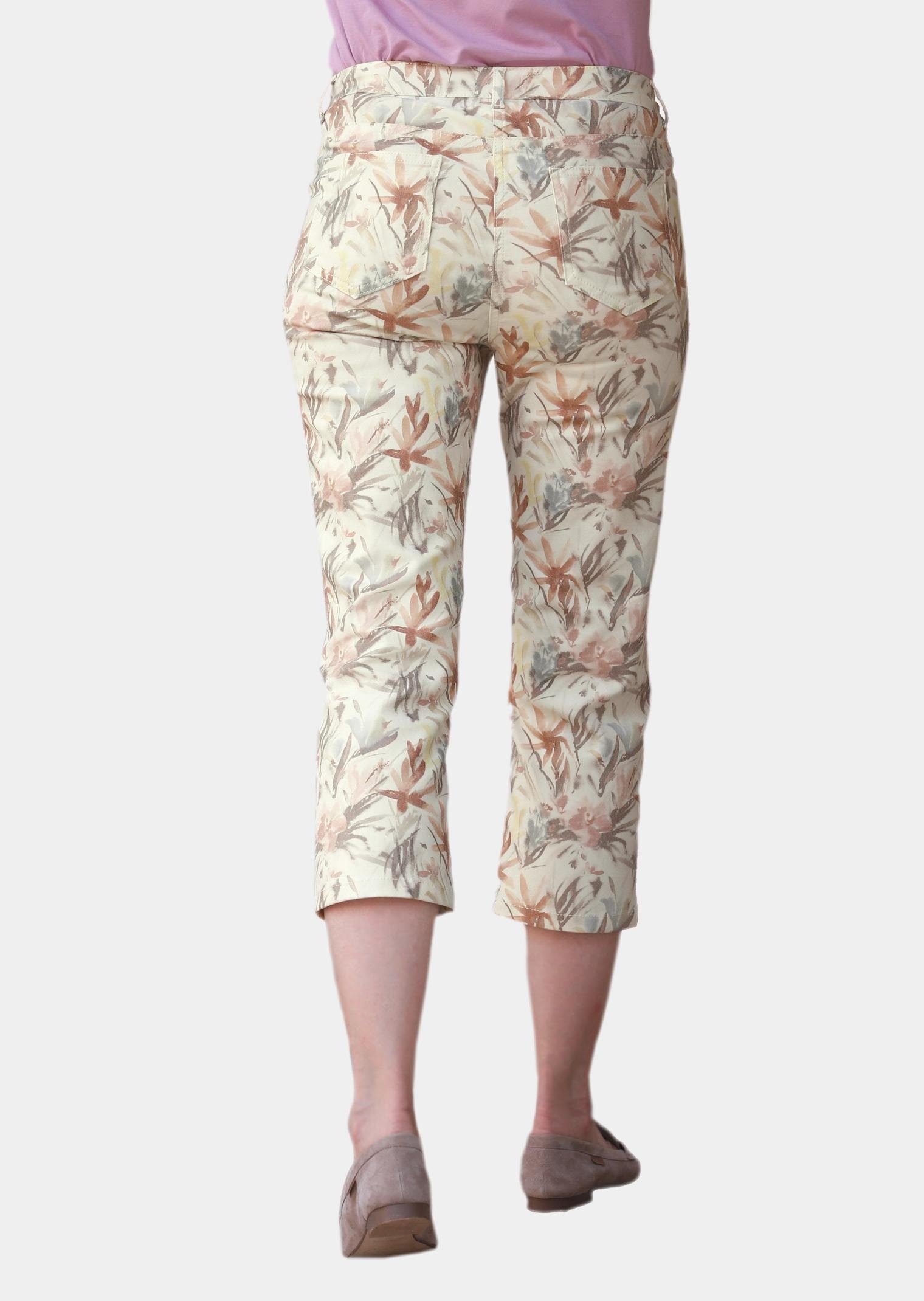 Damen Hosen GOLDNER Stoffhose Druckhose mit ausgefallenem Blumenmuster