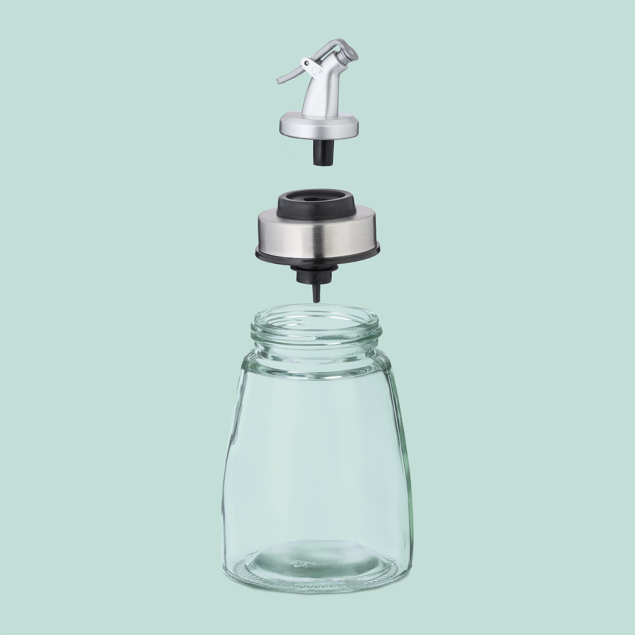 relaxdays Ölspender Ölflasche Glas 3er Set nachfüllbar, (3-tlg) – Bild 5 von 5