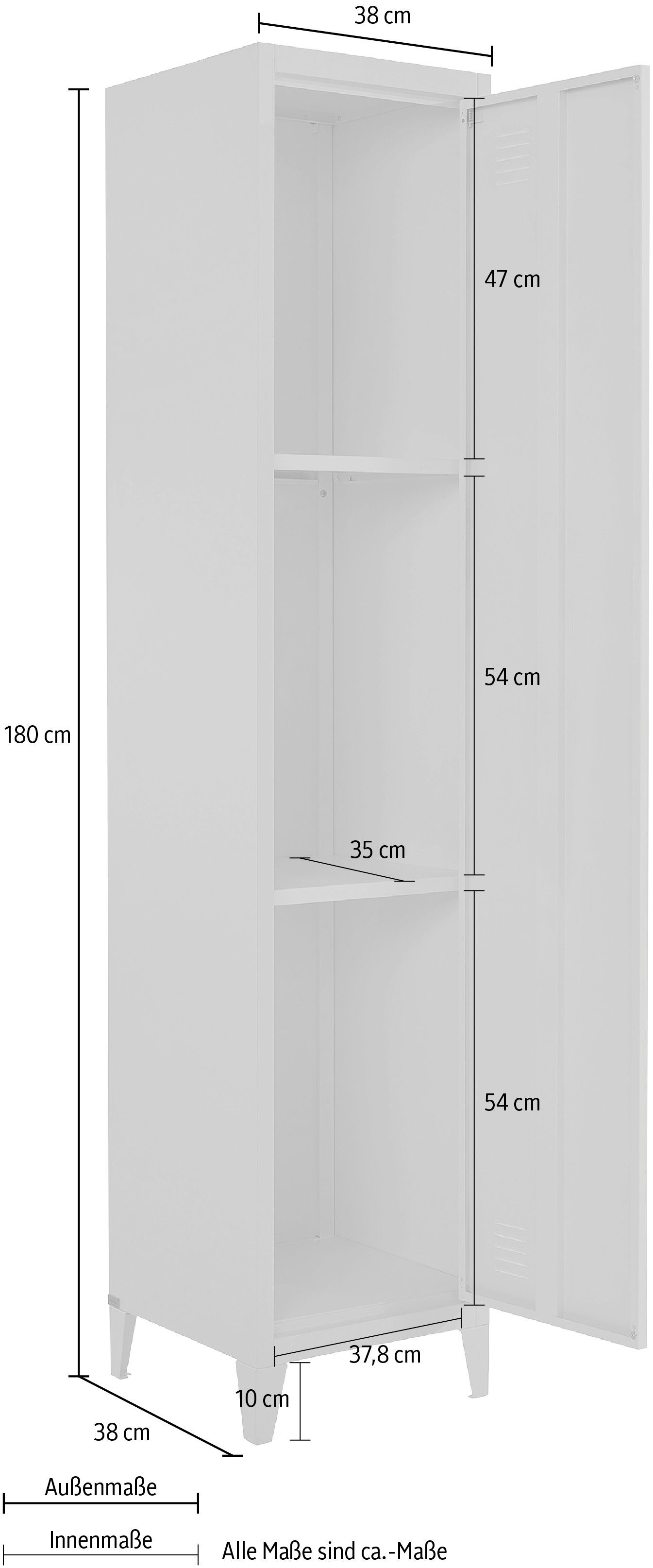 der hinter Metall, 2 Höhe grau 180 cm aus Hochschrank Jensjorg Hochschrank x andas Einlegeböden Tür,