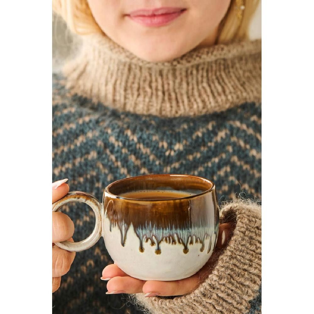Ib Laursen Tasse Ib Laursen Tasse mit Henkel Valvik erdige Farbtöne mit blauer Laufglas