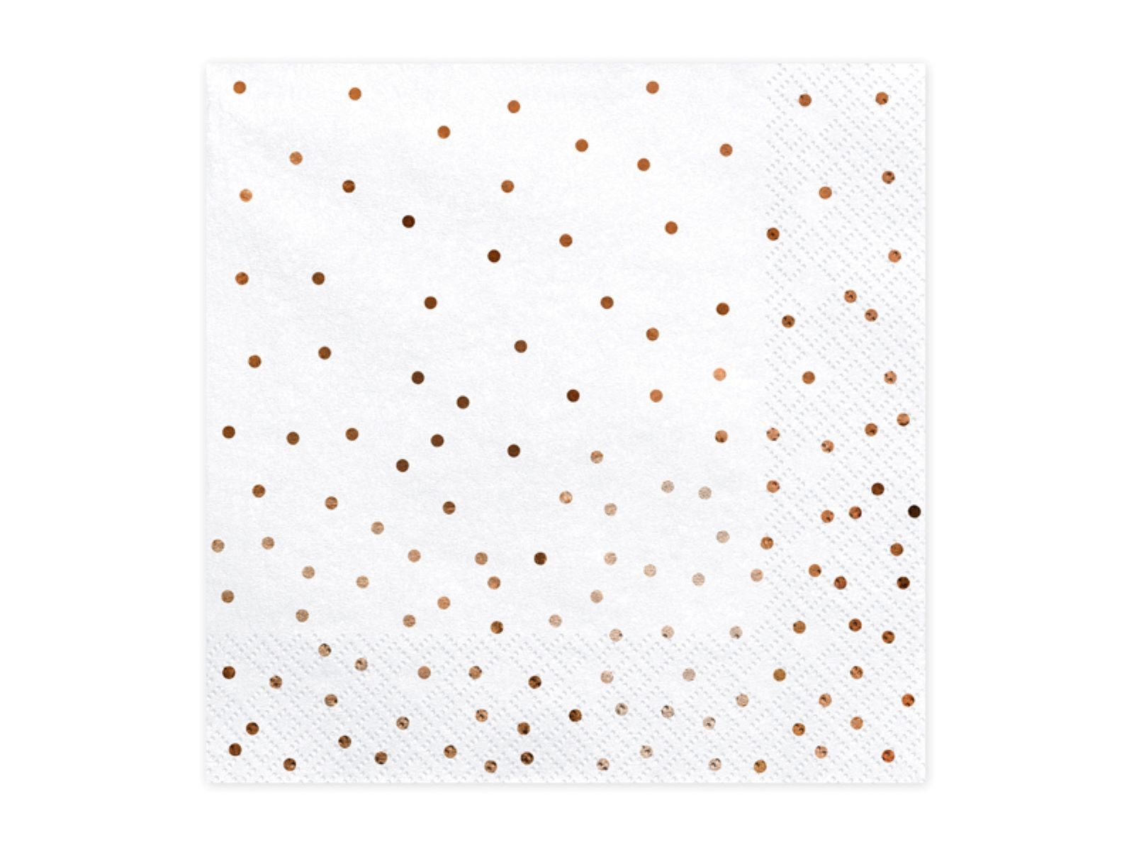 partydeco Papierserviette Servietten 'Punkte'20Stk./33x33cm, Weiß/Roségold