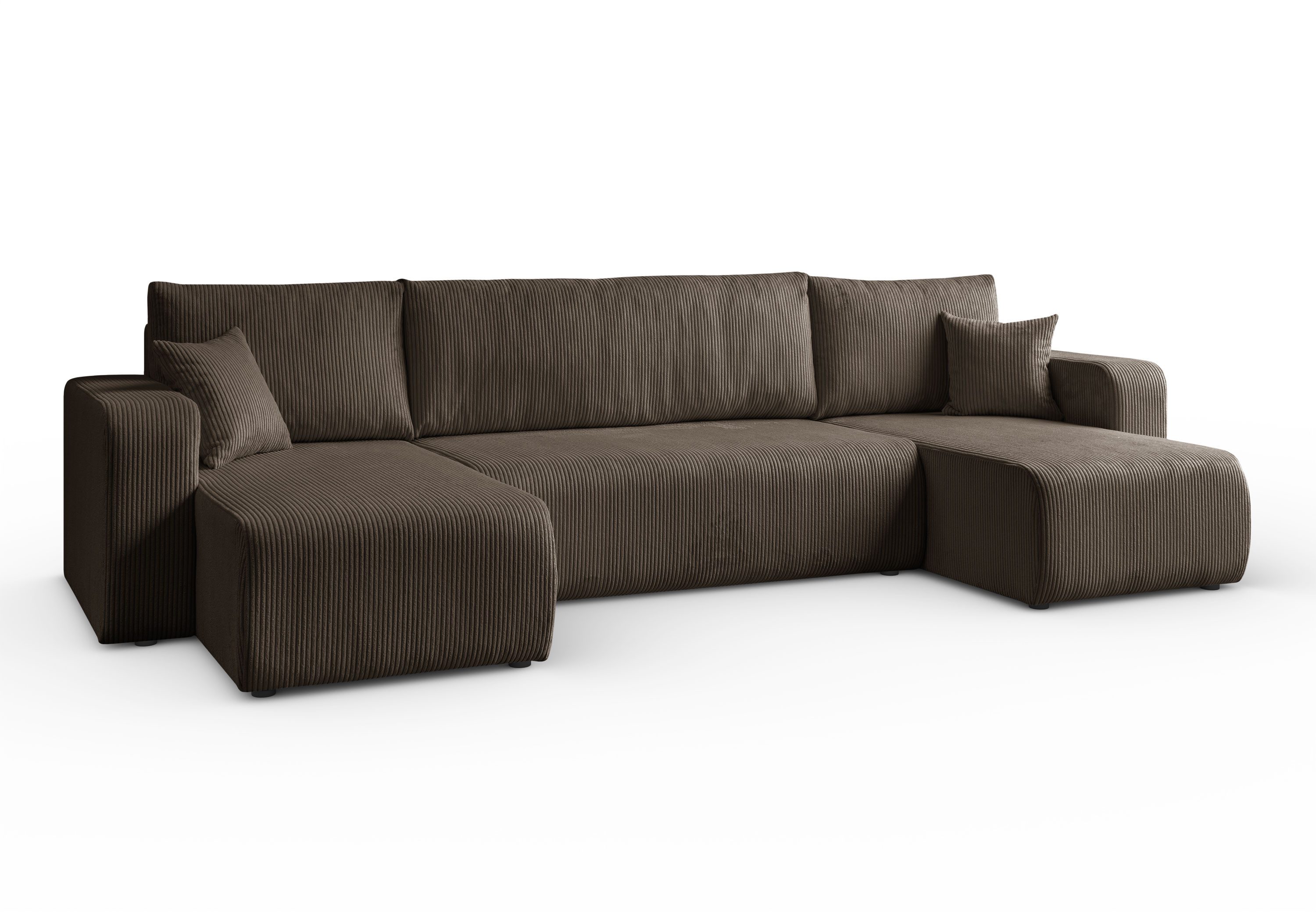 Lookway Big-Sofa PRESTIGE U-Form Couch, Cord-Stoff, mit Bettfunktion und Bettkasten