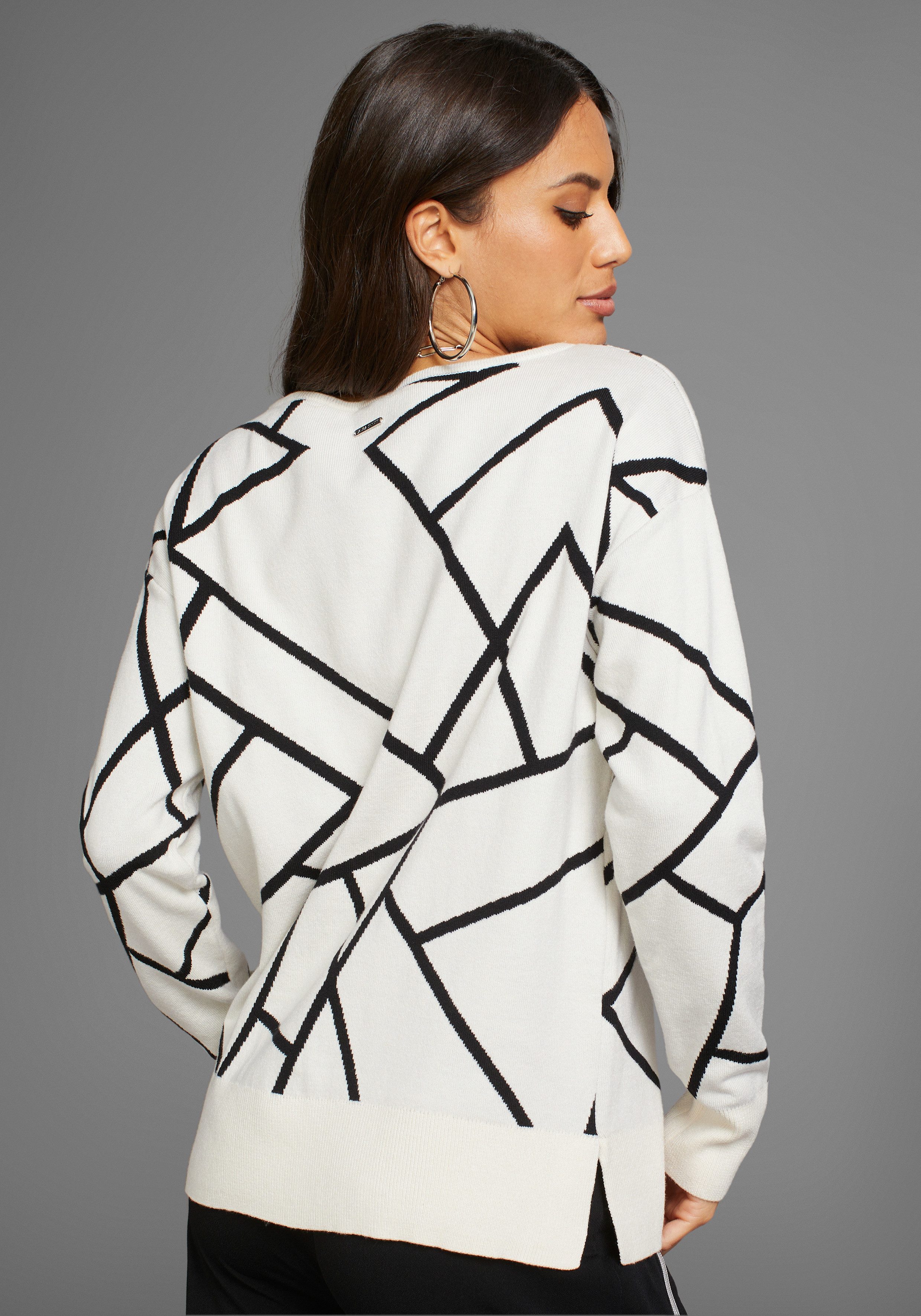Laura Scott Jacquardpullover mit Rundhalsausschnitt und modischem Muster günstig online kaufen