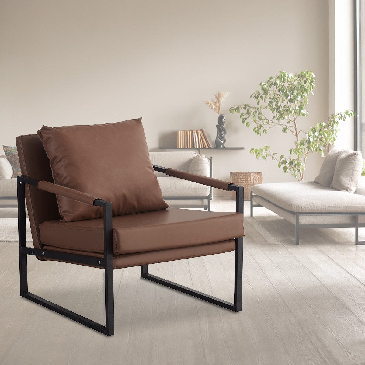 Divit Regal Sessel Kunstleder braun LW2 Loungesessel 70x60x28,5 cm Wohnzimmersesse – Bild 2 von 5