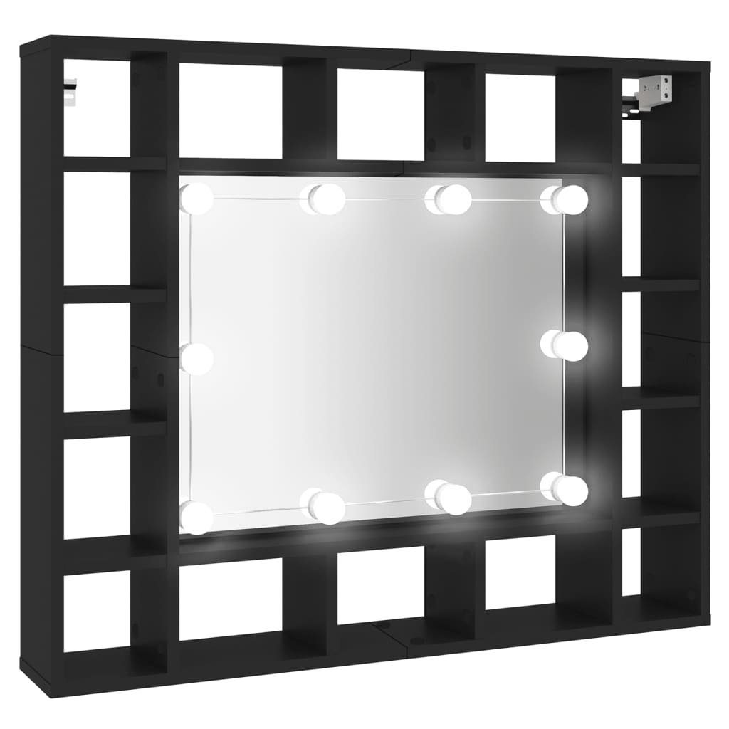 (1-St) Schwarz LED-Spiegelschrank Badezimmerspiegelschrank 91x15x76,5 cm vidaXL