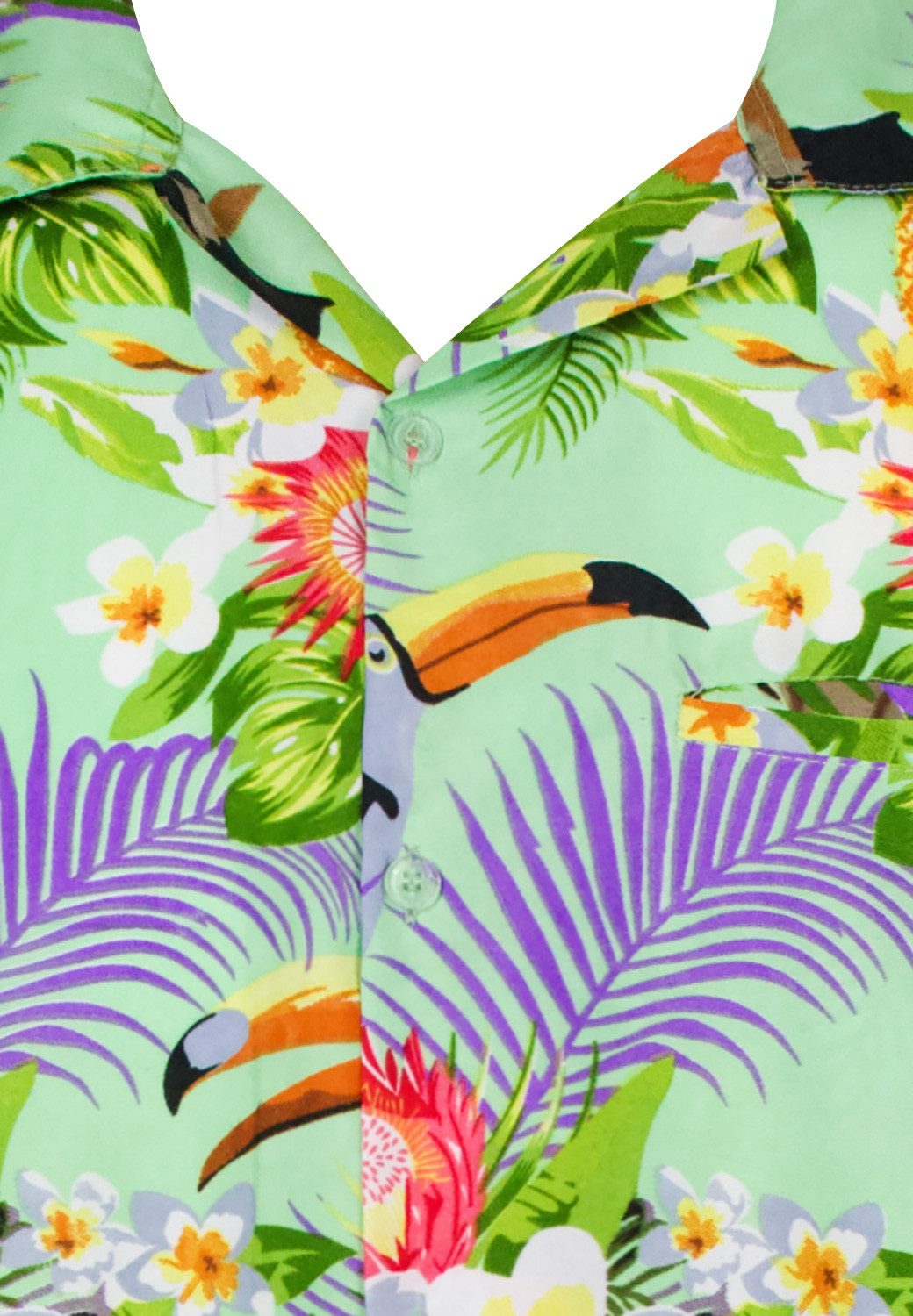 King Kameha Hawaiihemd Parrot Cockatoo Funky Hawaii-Hemd Kurzarm Front-Tasche Stylish Unisex