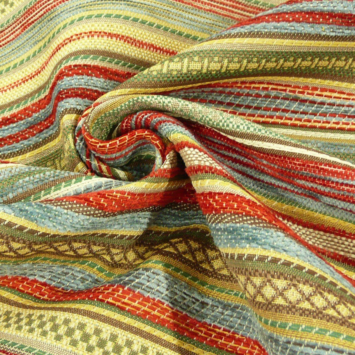 SCHÖNER LEBEN. Stoff Möbelstoff Bezugsstoff KRUMBACH Streifen rot blau braun grün beige