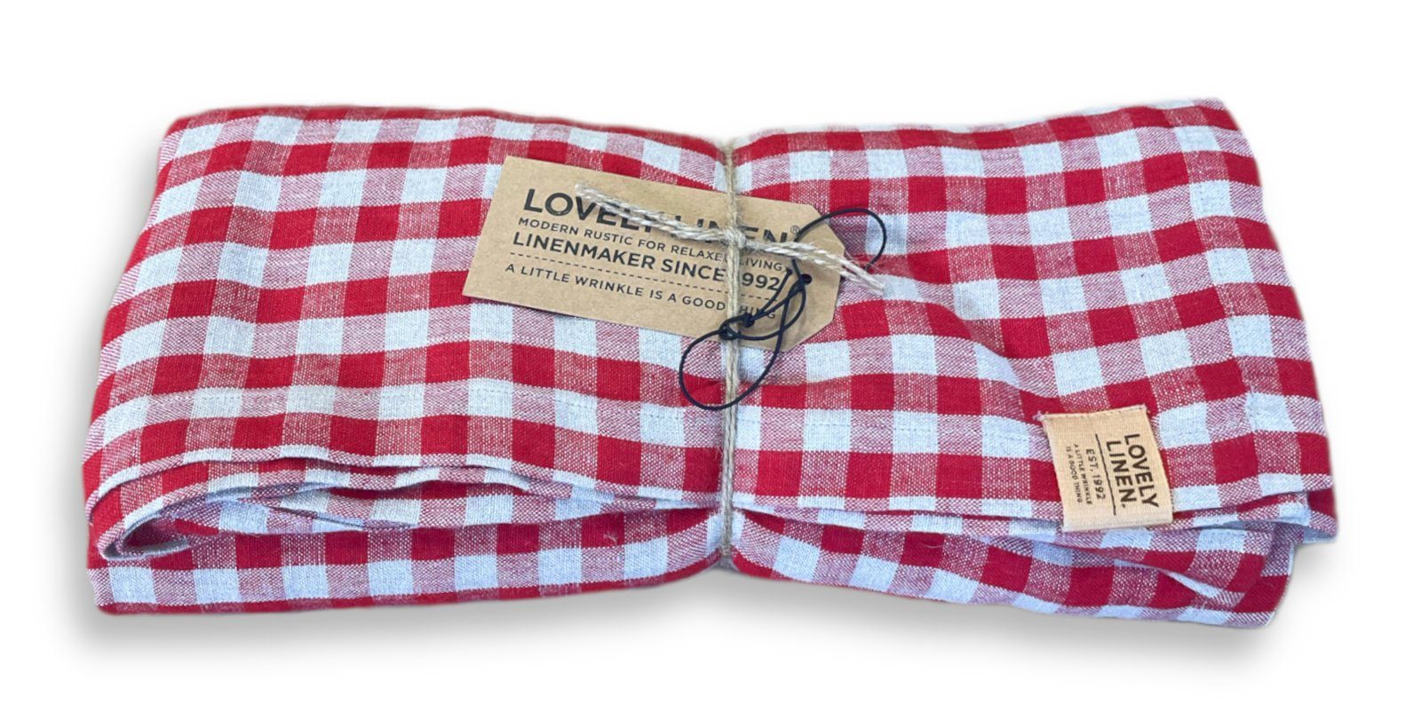 Lovely Linen Tischdecke Linen Misty Tischdecke Leinen square real red 145x300cm (1 Stück), MISTY 145X300 SQUARE REAL RED W:21 D:37 H:8