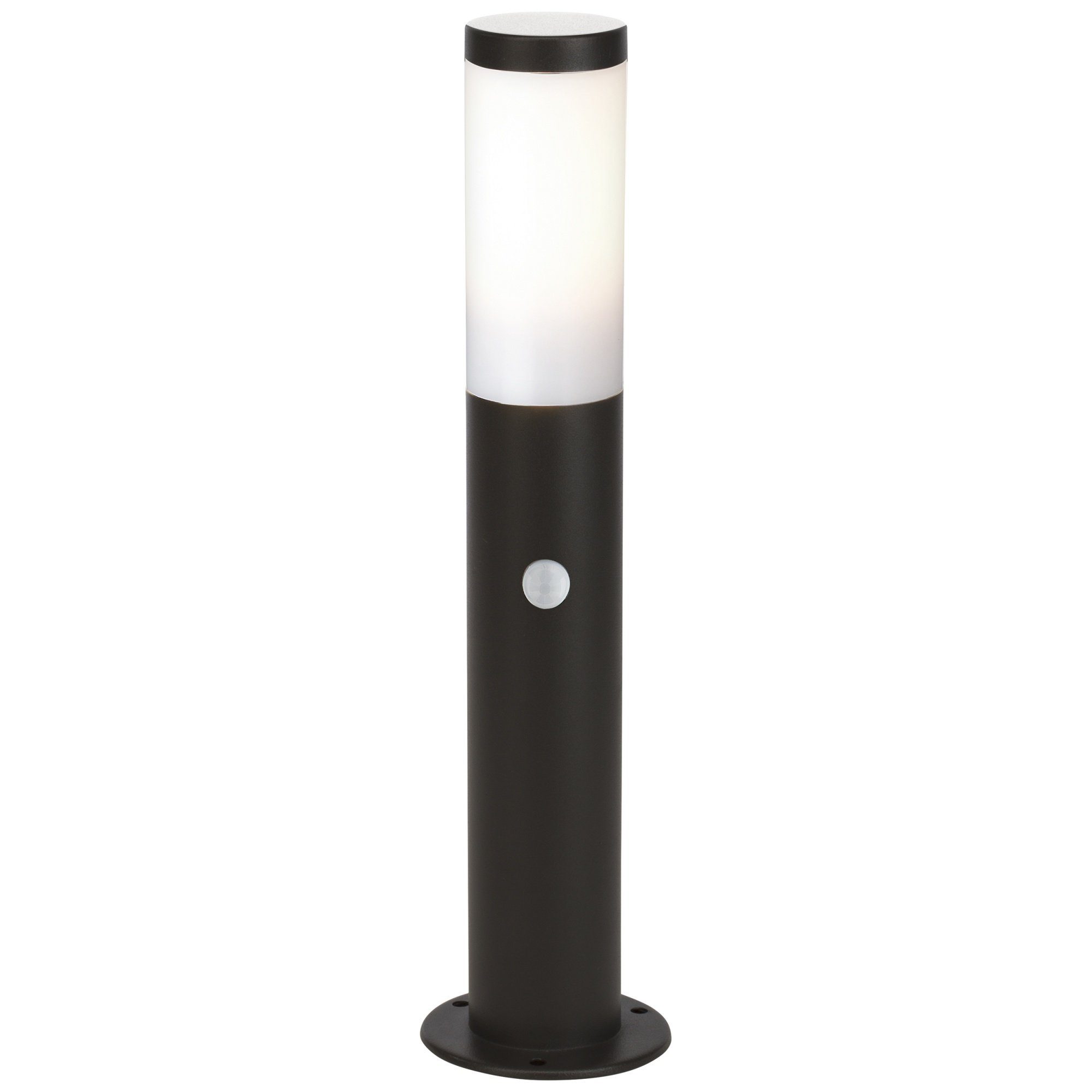Bewegungsmelder, ohne Lightbox schwarz Sockelleuchte Außen-Stehlampe, 45 Höhe, Leuchtmittel, E27, cm Metall/Kunststoff, IP44,