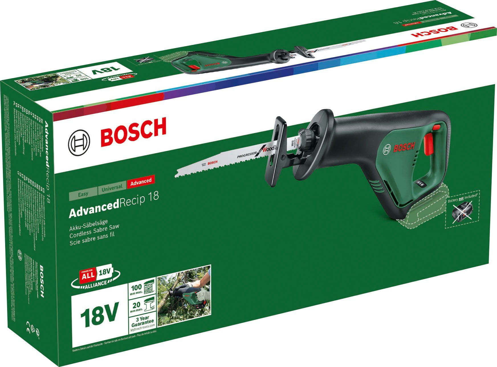 Akku-Säbelsäge 18, Garden und Ladegerät AdvancedRecip Bosch ohne & Home Akku