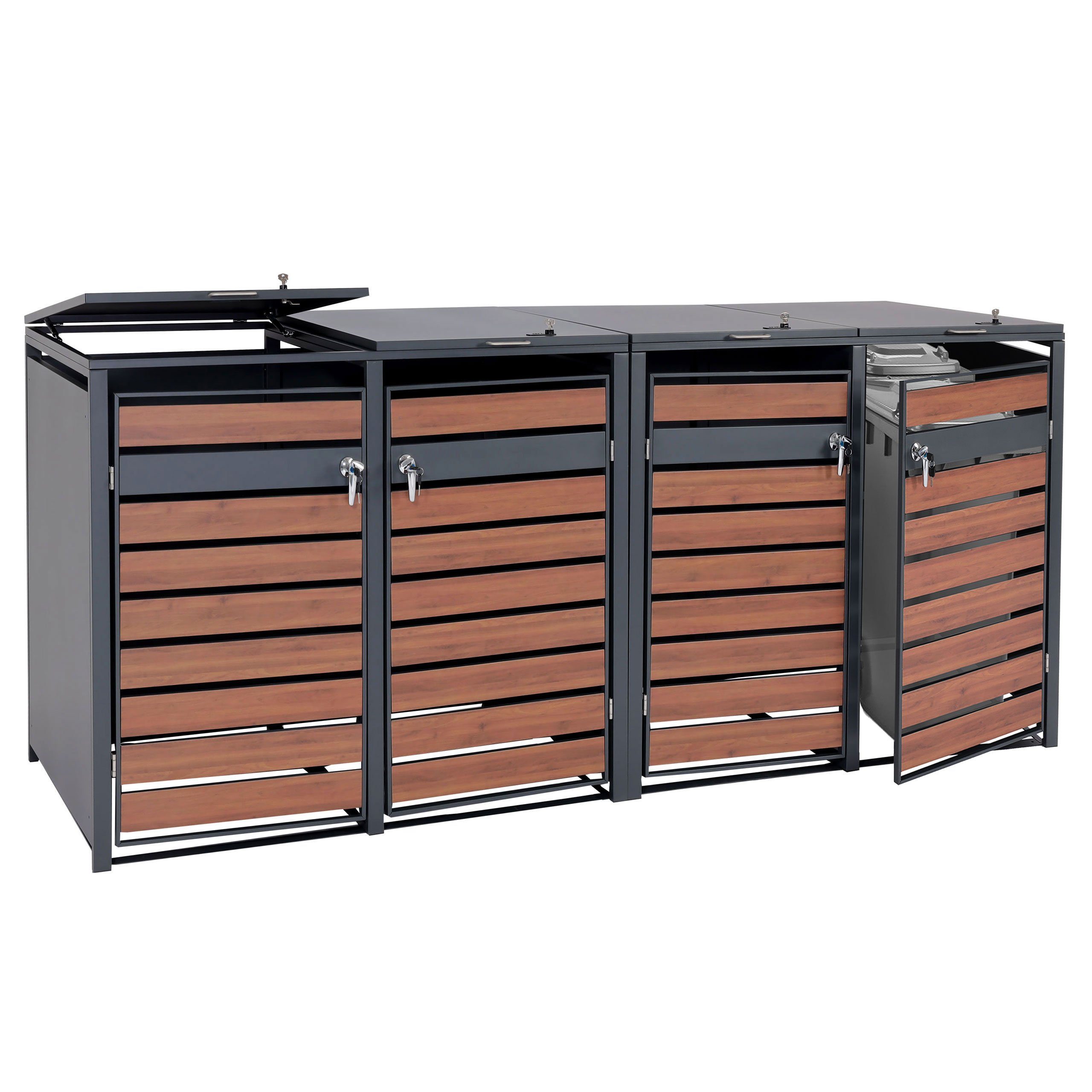 MCW Mülltonnenbox MCW-J81-4-8 (1 St), UV-beständig, Praktische Einhand-Bedienung