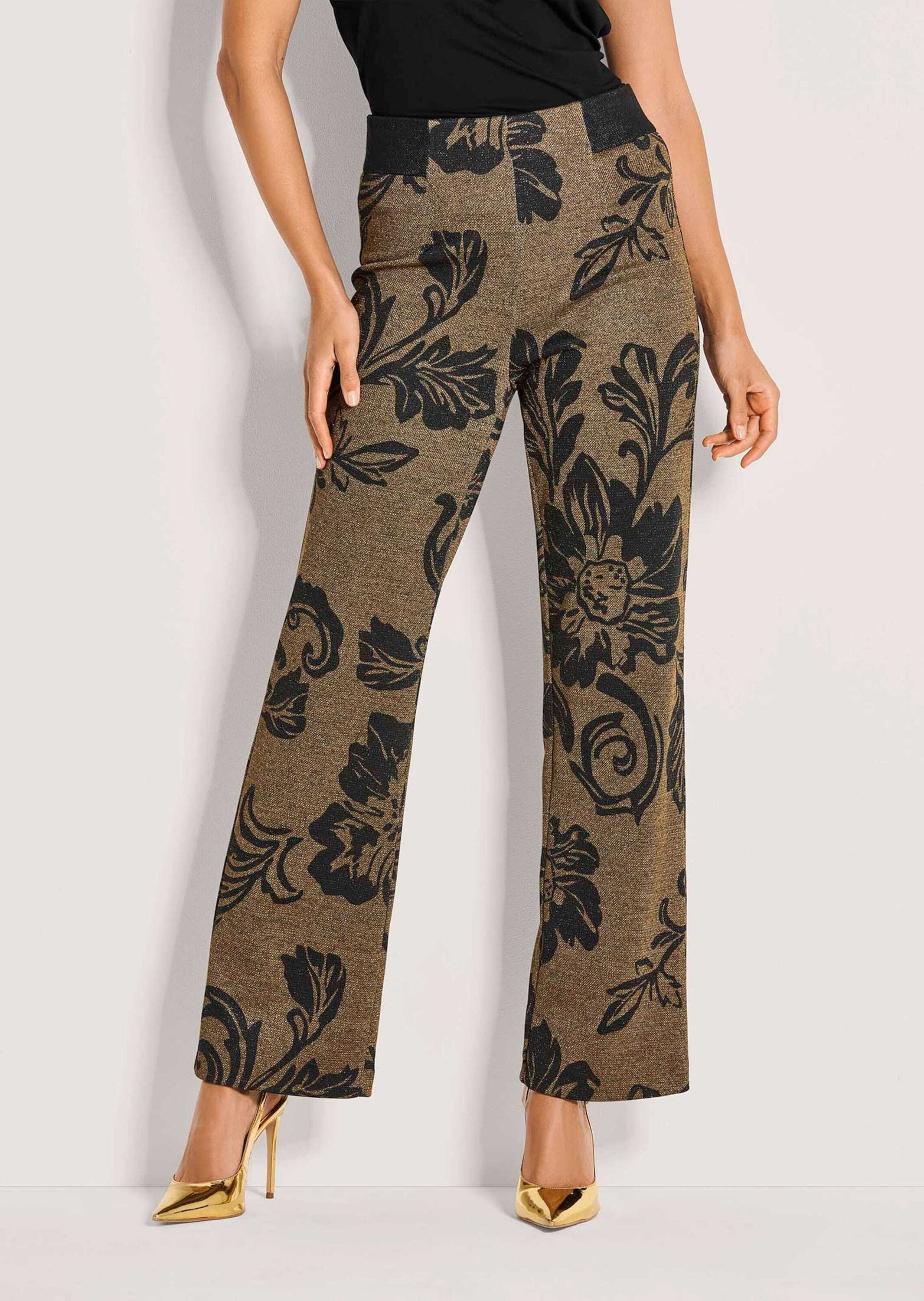 MADELEINE Jerseyhose Kurzgröße: Jacquardhose mit floralem Muster Weites Bei günstig online kaufen